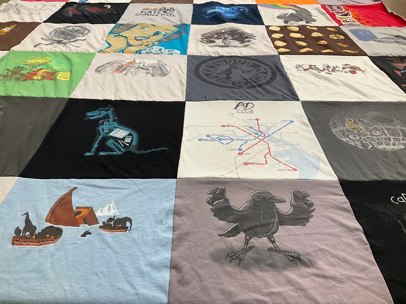 T-shirt quilt with art, design themes by Zachary from CA