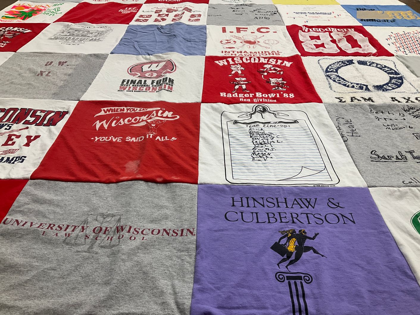 T-shirt quilt featuring wisconsin badgers by Tomislav from WI