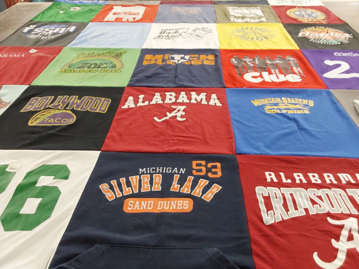T-shirt quilt featuring alabama crimson tide, mountain shadows dolphins by Kimberly from TN