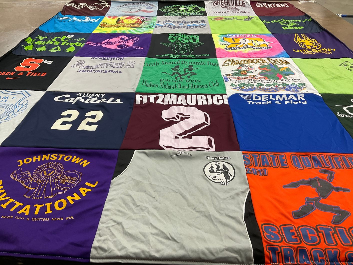 T-shirt quilt featuring greenville spartans by jacquie from NY