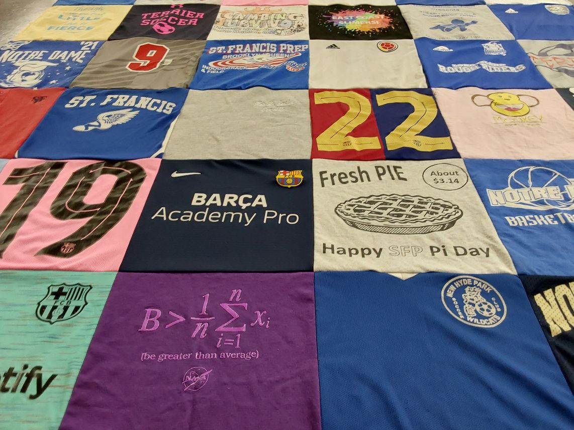 T-shirt quilt featuring fc barcelona, notre dame basketball by Carrie from NY