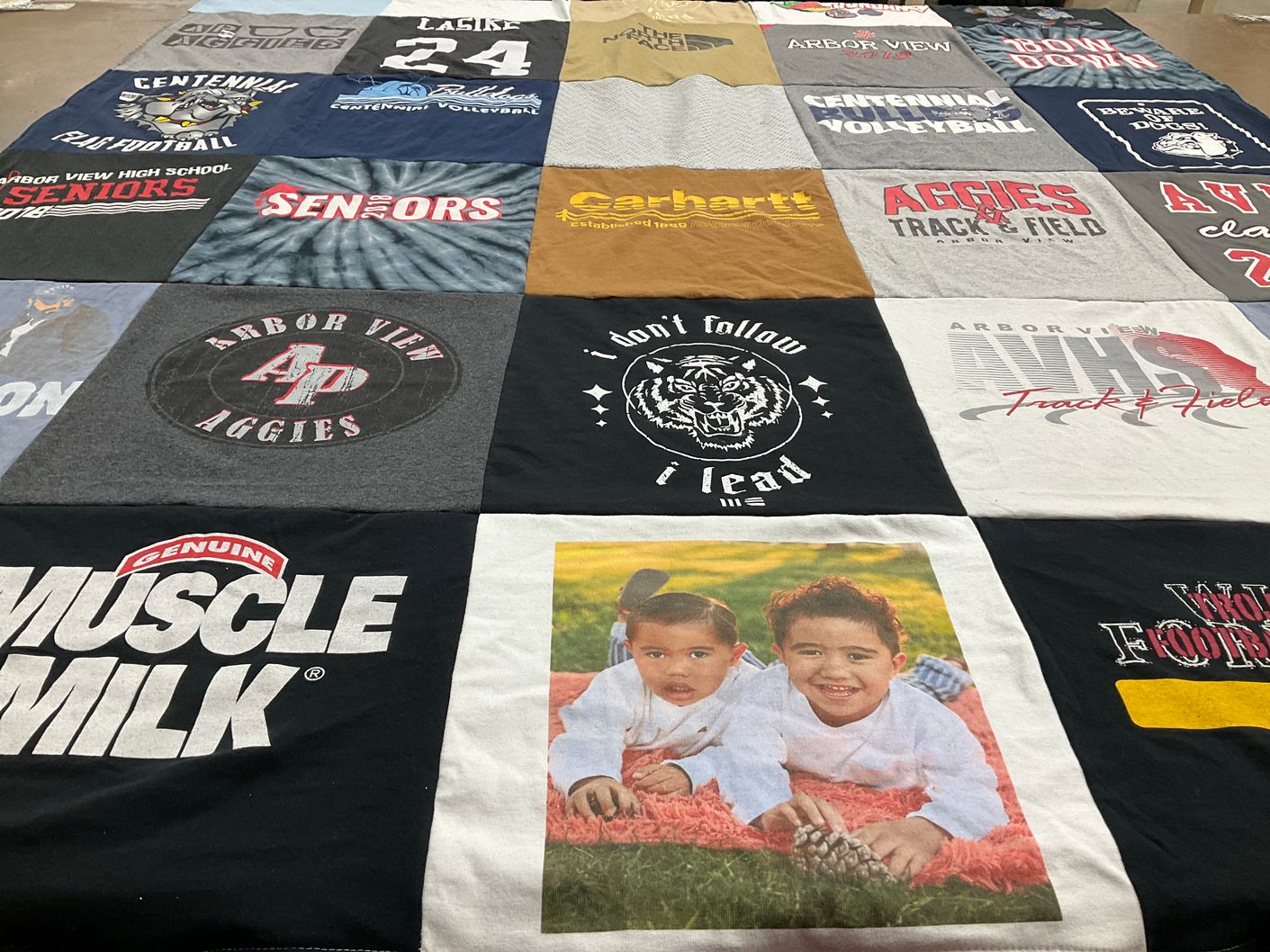T-shirt quilt featuring arbor view high school track and field, centennial high school football by Leinell from NV