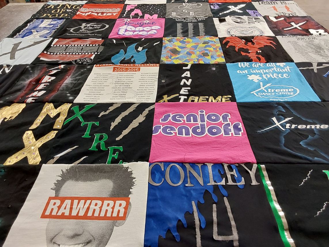 T-shirt quilt with dance themes by Trisha from TX