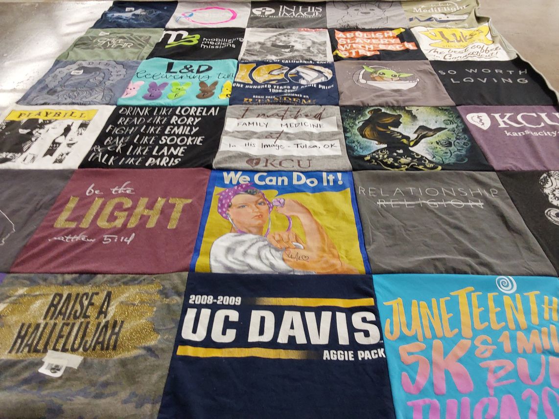 T-shirt quilt from university of california, davis, kansas city university by Kimberly from OK