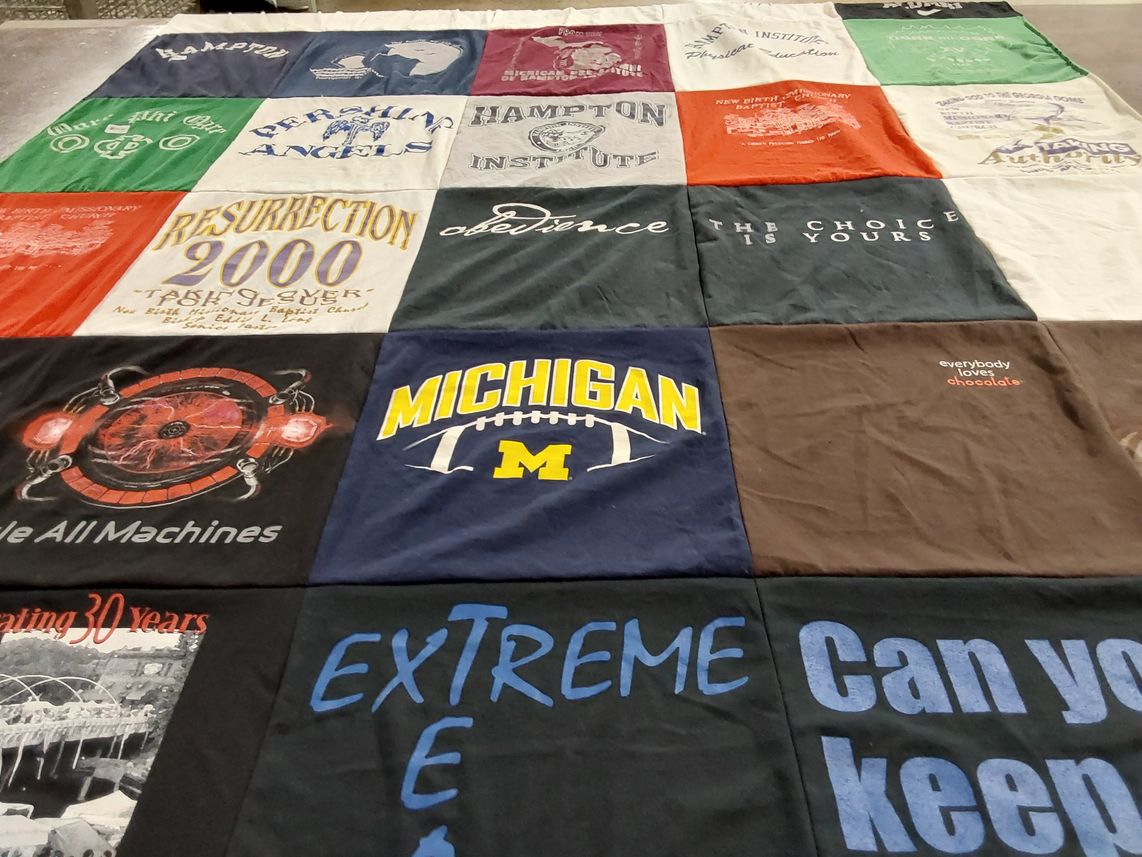 T-shirt quilt from university of michigan by Laura from GA
