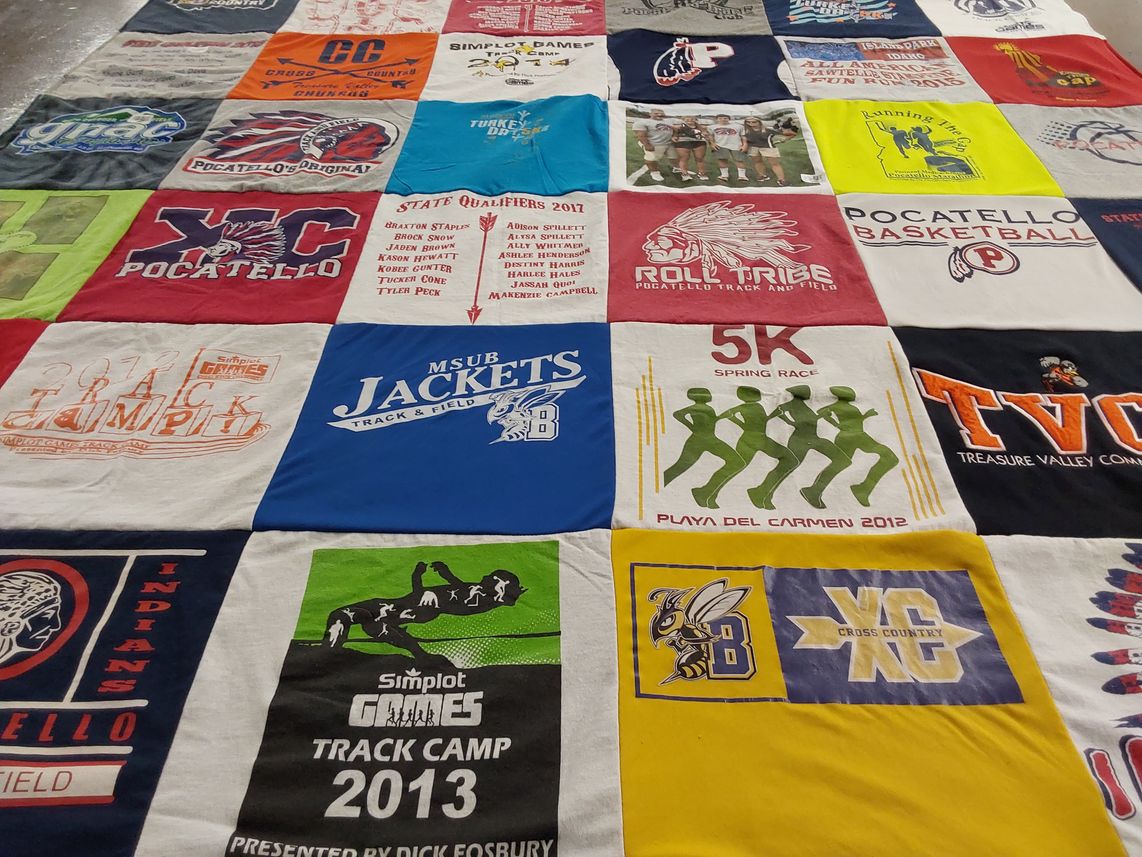 T-shirt quilt featuring pocatello high school, jackets track and field by Shannon from ID