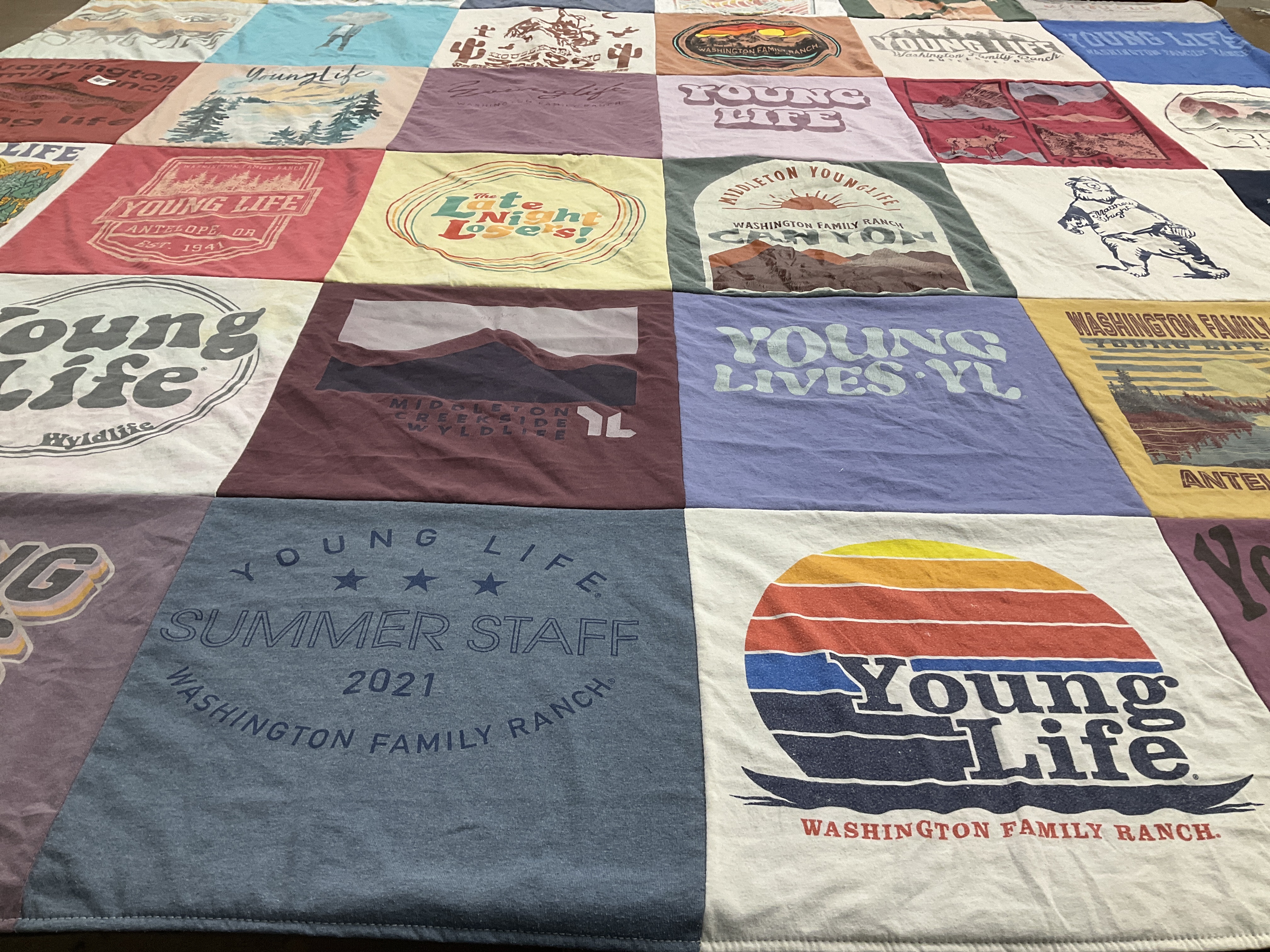 T-shirt quilt with youth, outdoor themes by Payton from OR