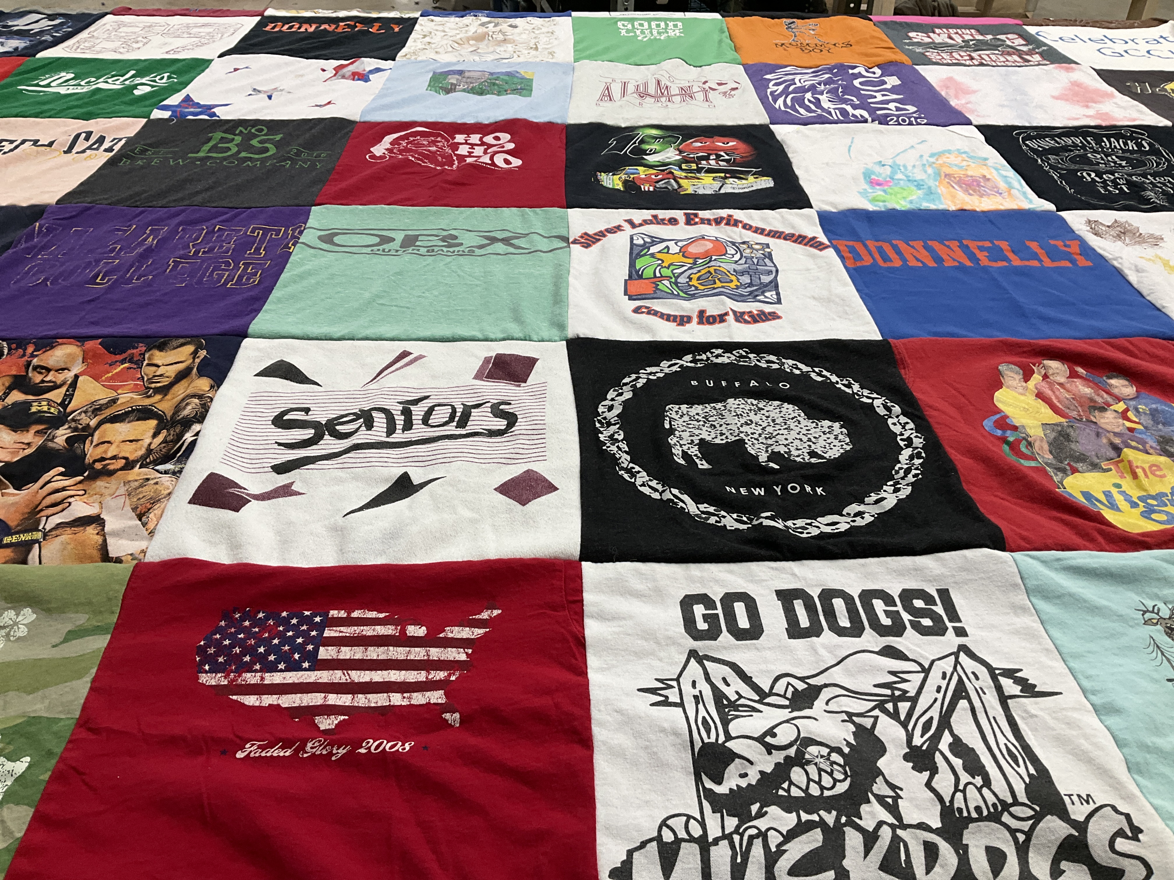 T-shirt quilt featuring nickdogs by Robin from NY