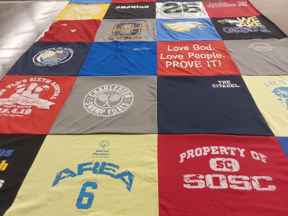 T-shirt quilt featuring charleston swamp foxes by Cindy from AR