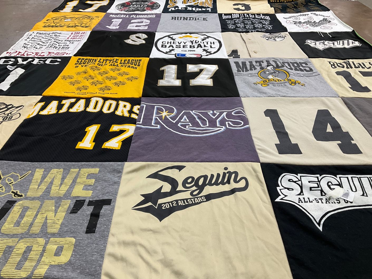 T-shirt quilt featuring seguin high school matadors by Syndee from TX