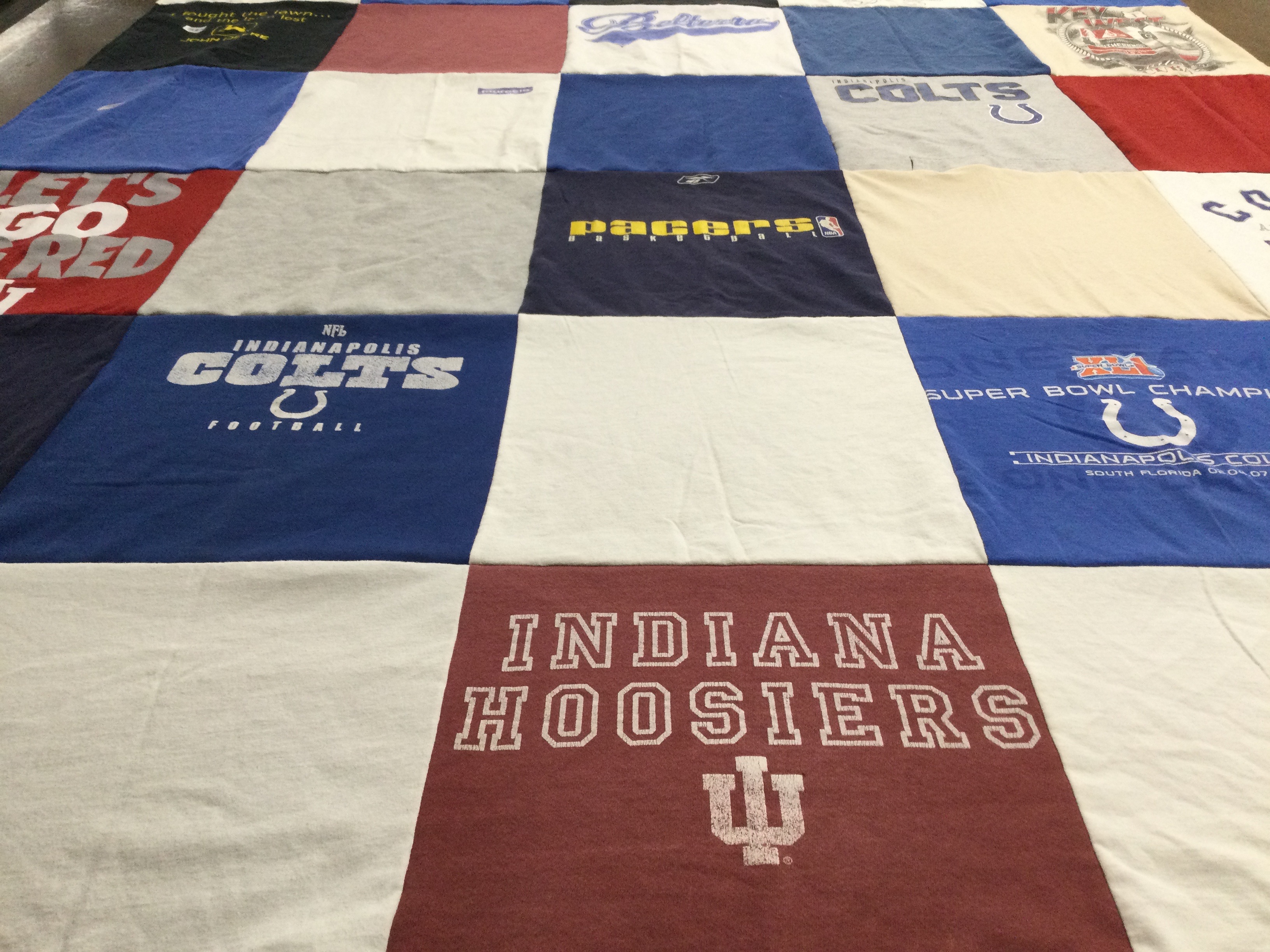 T-shirt quilt featuring indiana hoosiers, indianapolis colts by Sarah from KY