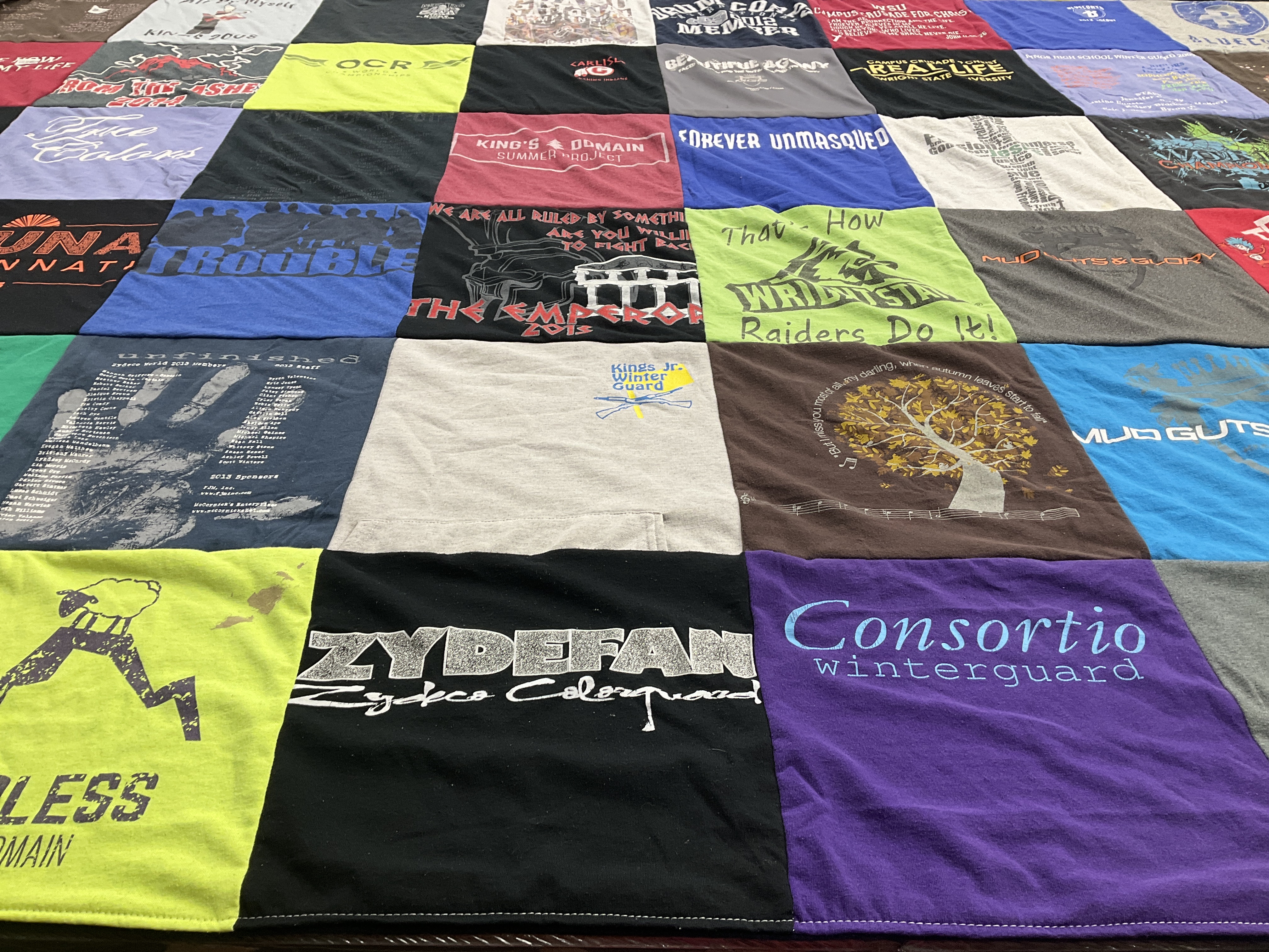 T-shirt quilt with music, performing arts themes by Kristin from MD