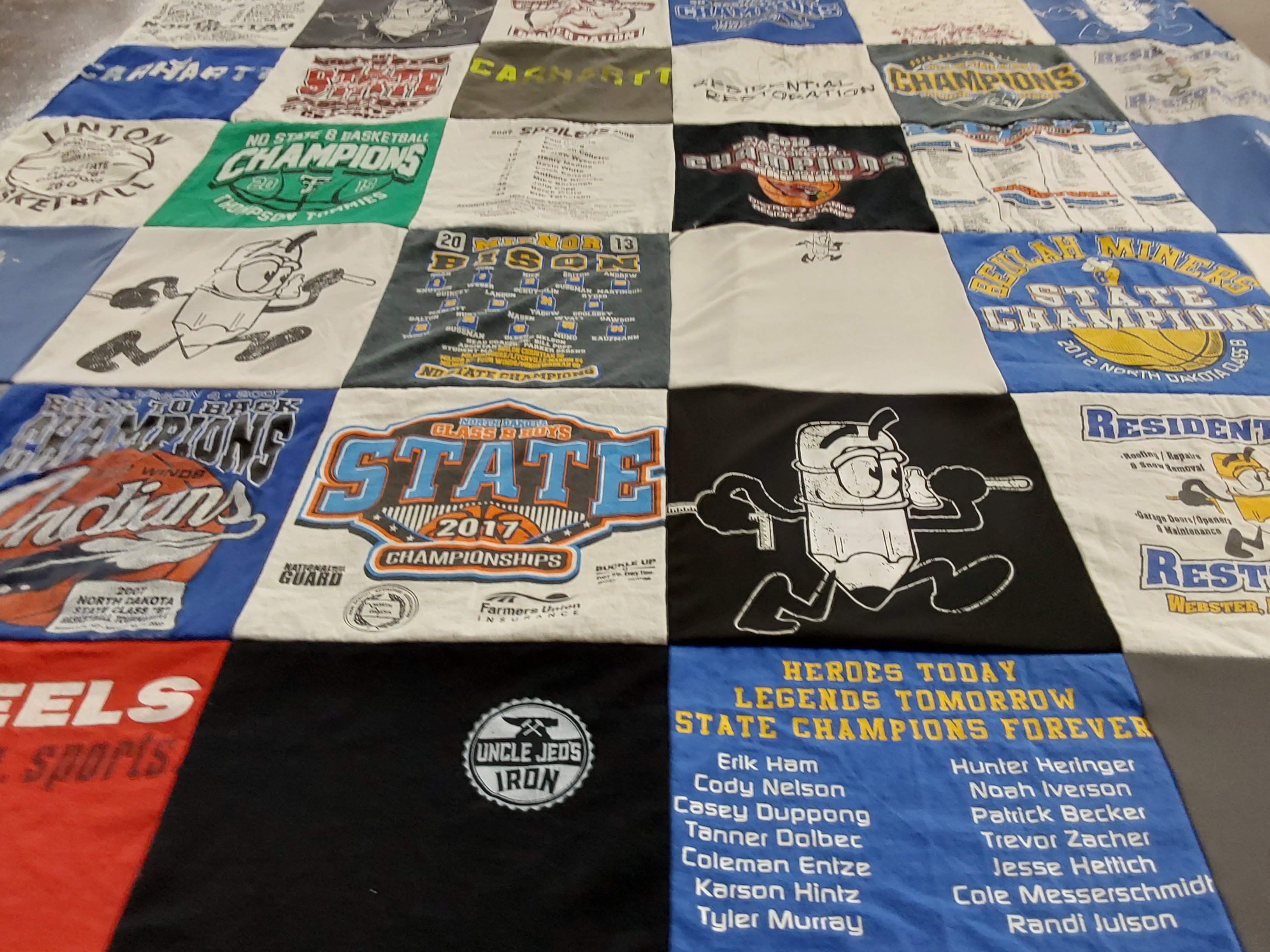 T-shirt quilt featuring independents by Madison from ND