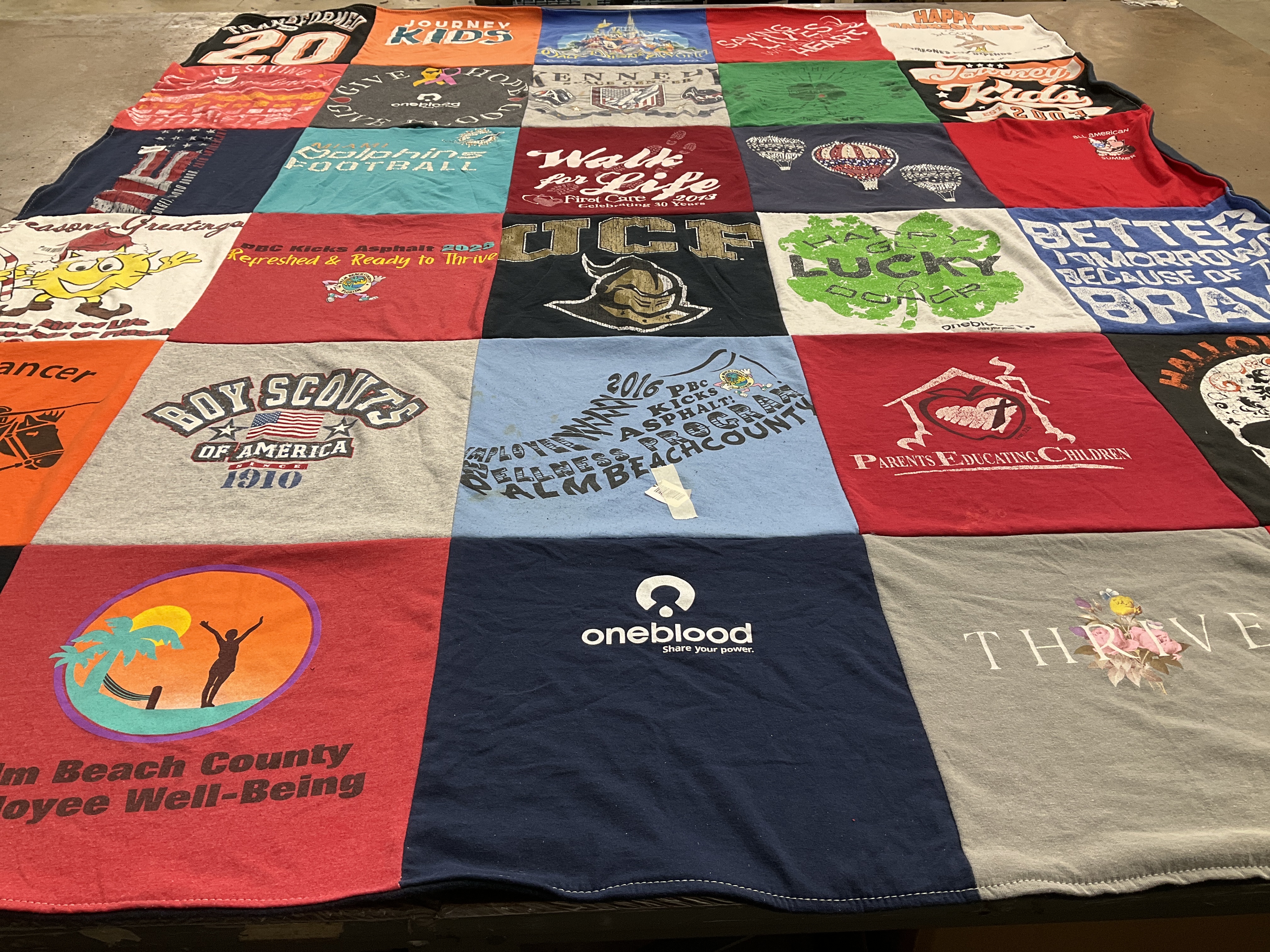 T-shirt quilt with scouting, health themes by Patrice from FL