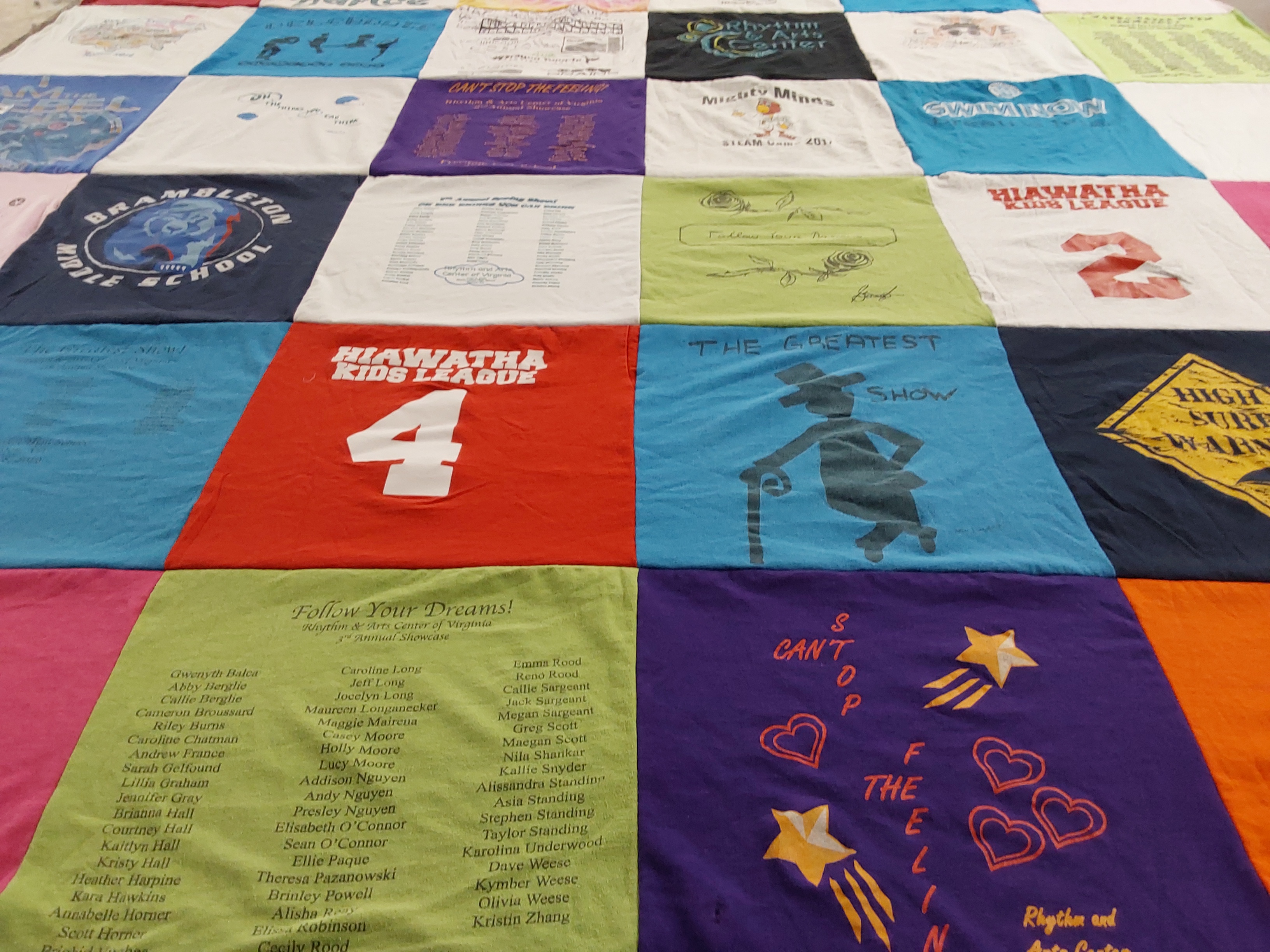 T-shirt quilt from brambleton middle school by Shannon from VA