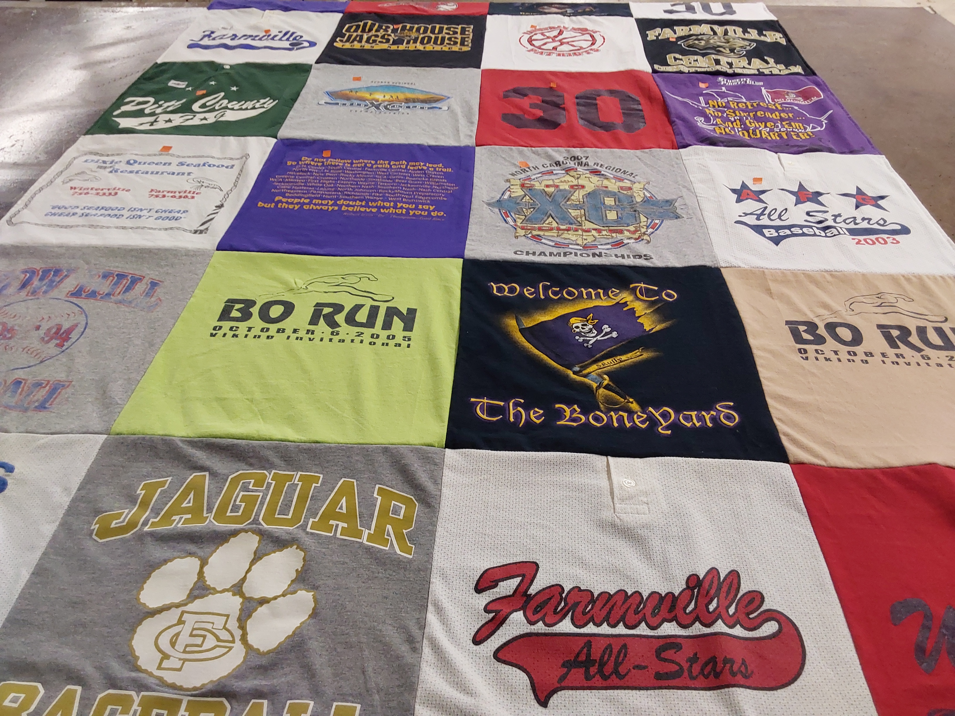 T-shirt quilt featuring farmville allstars, jaguar baseball by Marsha from NC