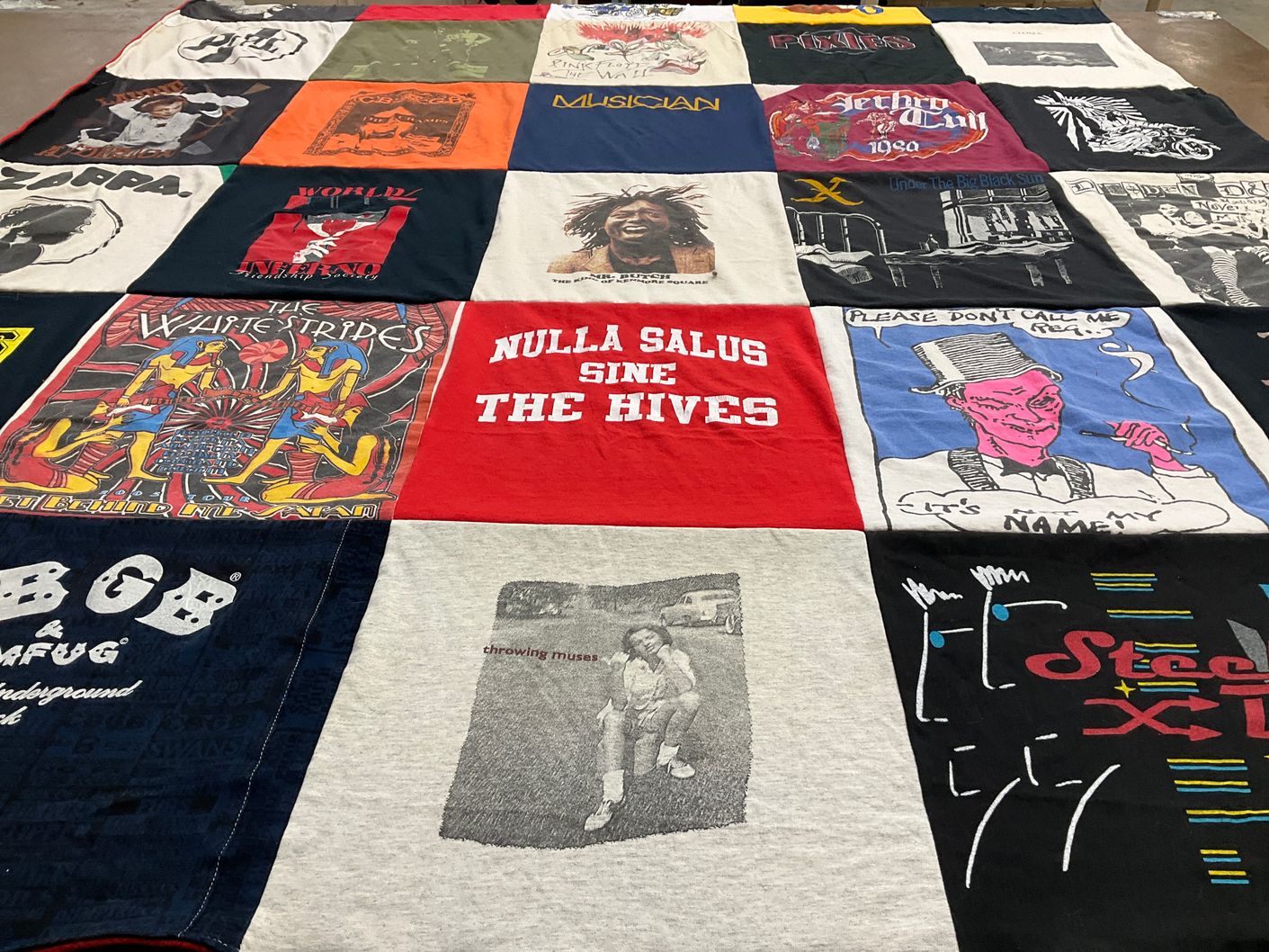 T-shirt quilt with music, bands themes by Mark from MA