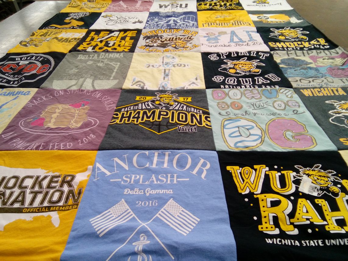 T-shirt quilt from wichita state university by Kelley from KS