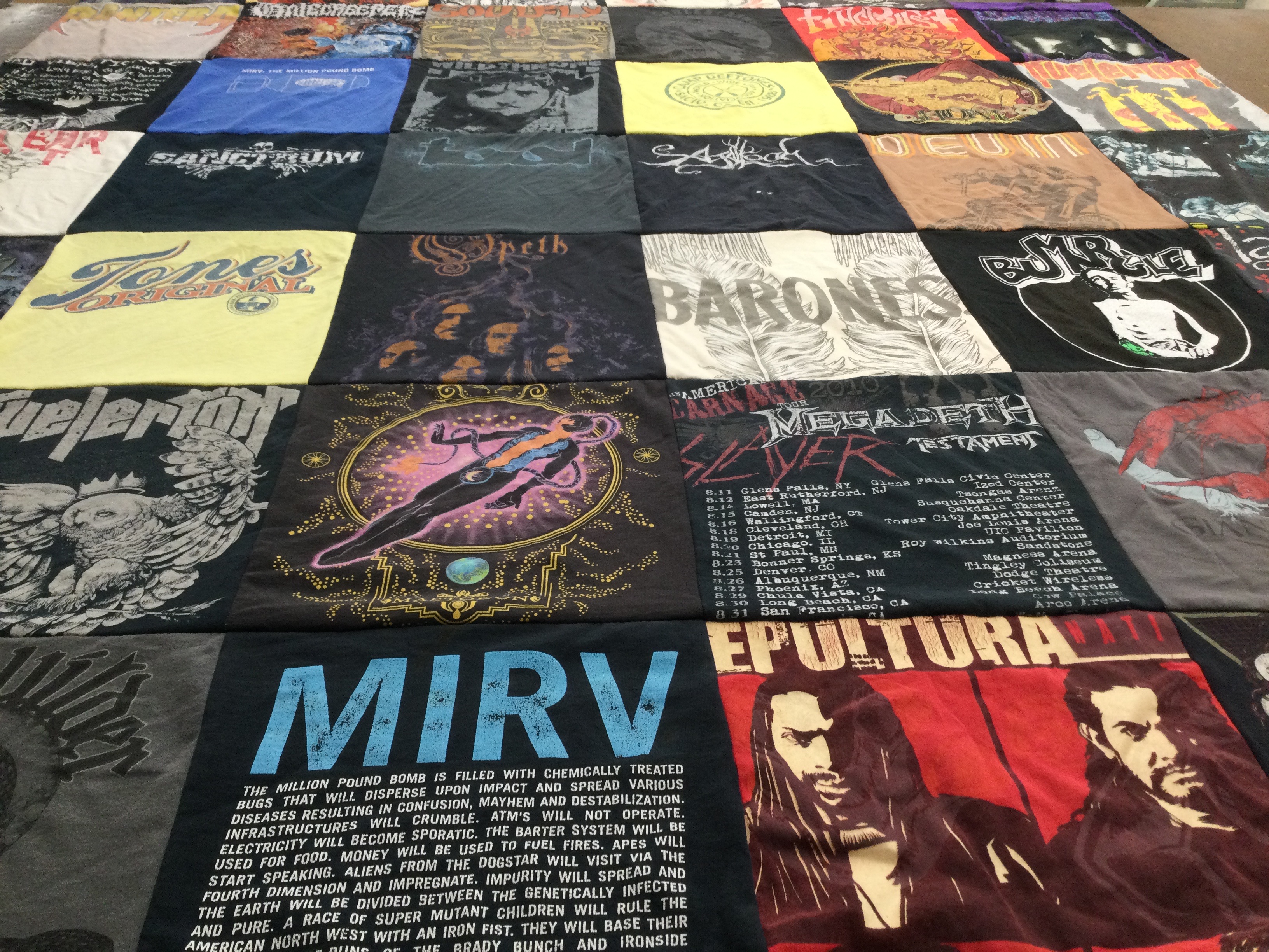 T-shirt quilt with heavy metal, music themes by ALEXANDER from CA