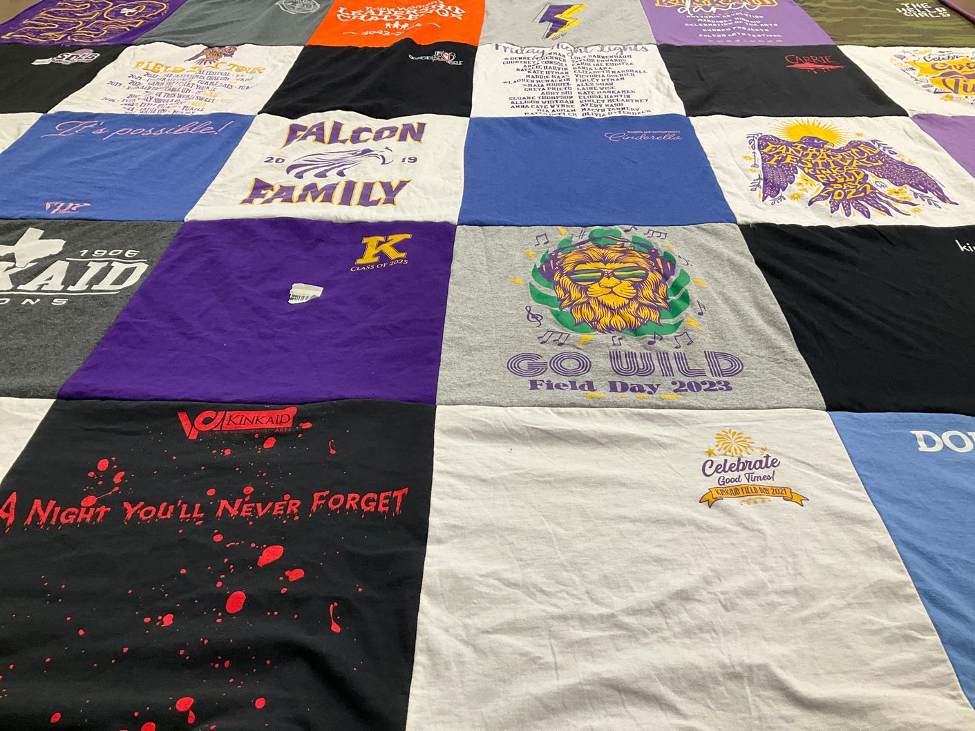 T-shirt quilt from the kinkaid school by Saween from TX