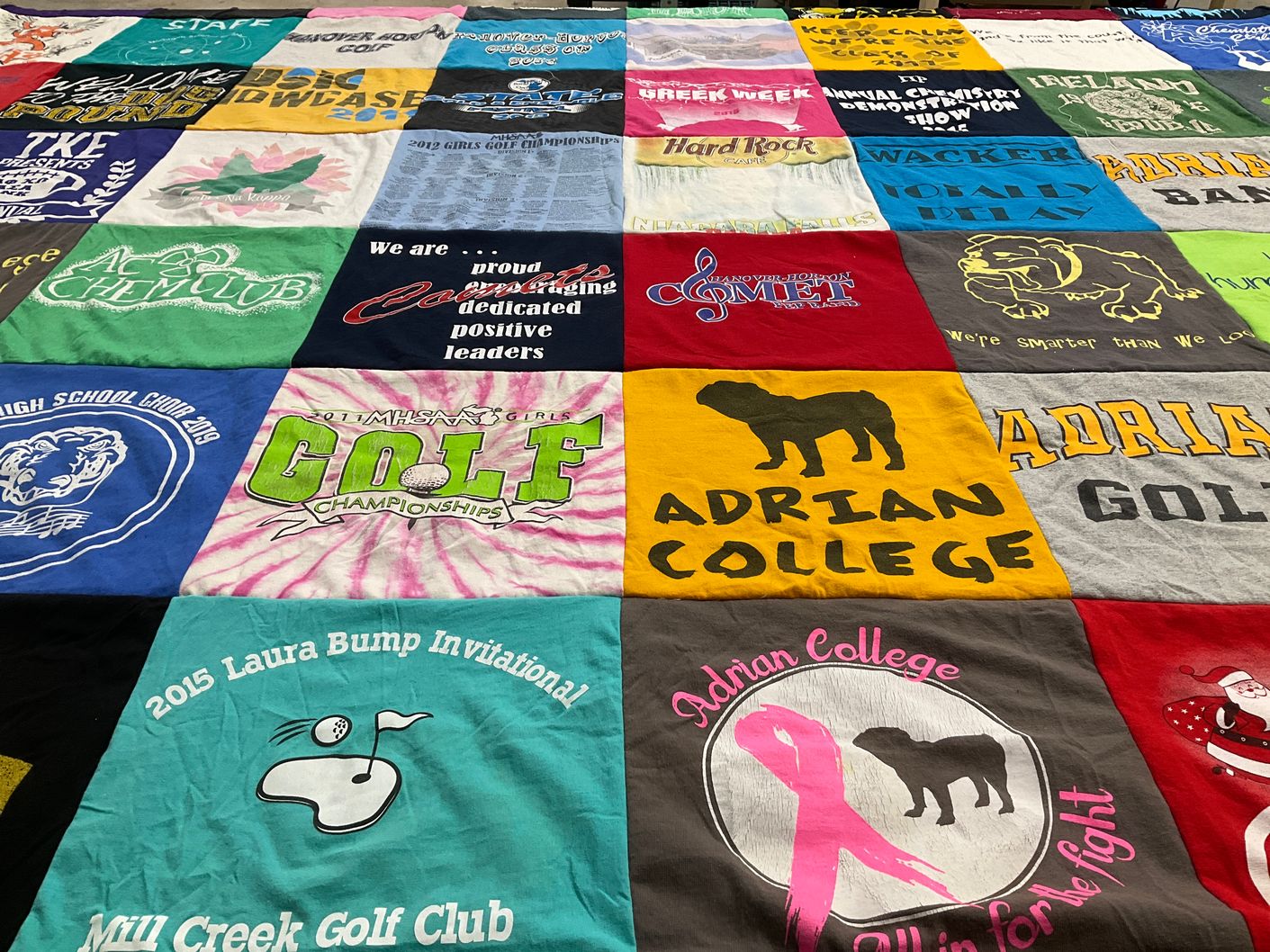 T-shirt quilt from adrian college by Kristen from MI