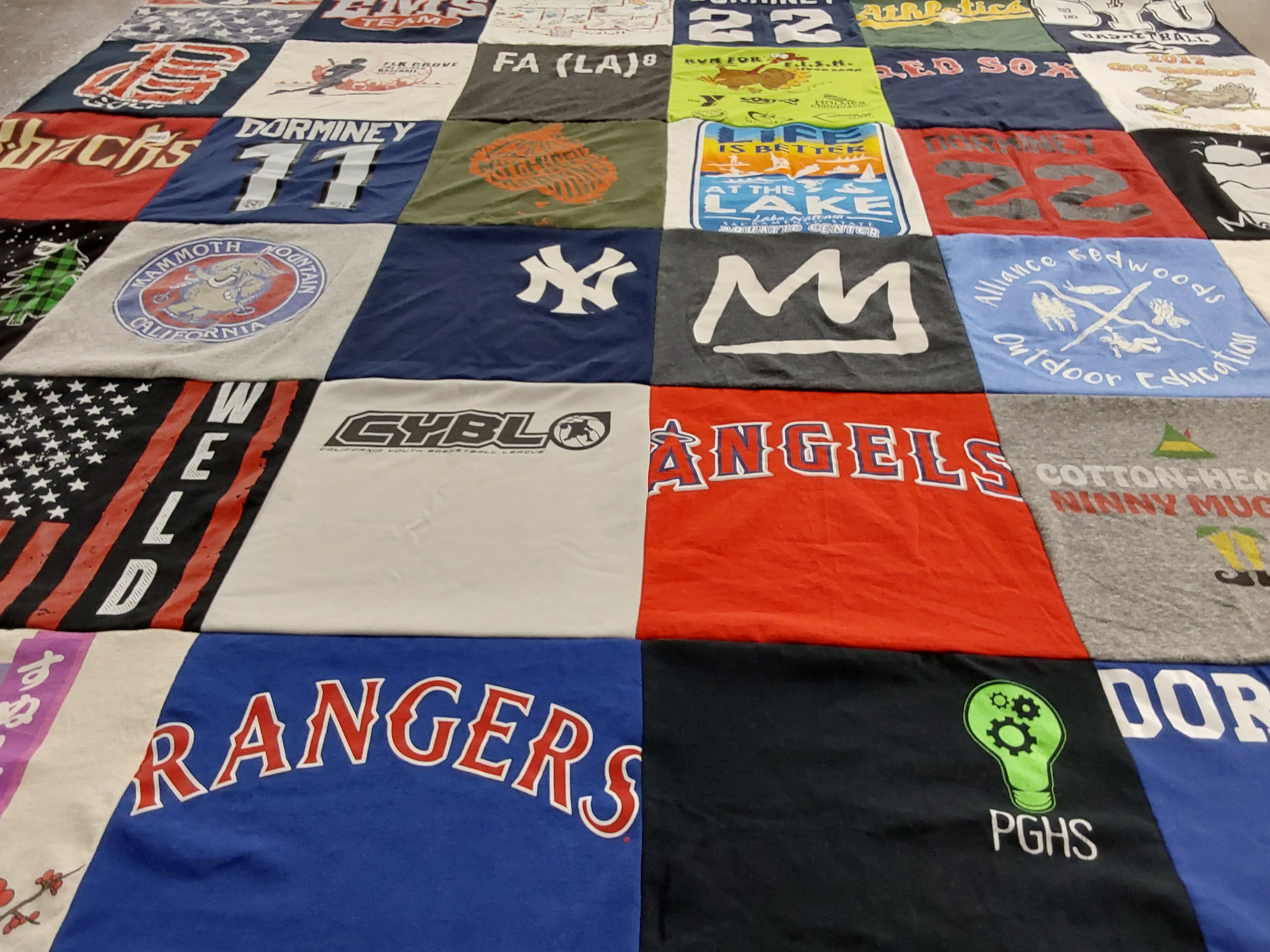 T-shirt quilt featuring los angeles angels, new york yankees by Shannon from CA