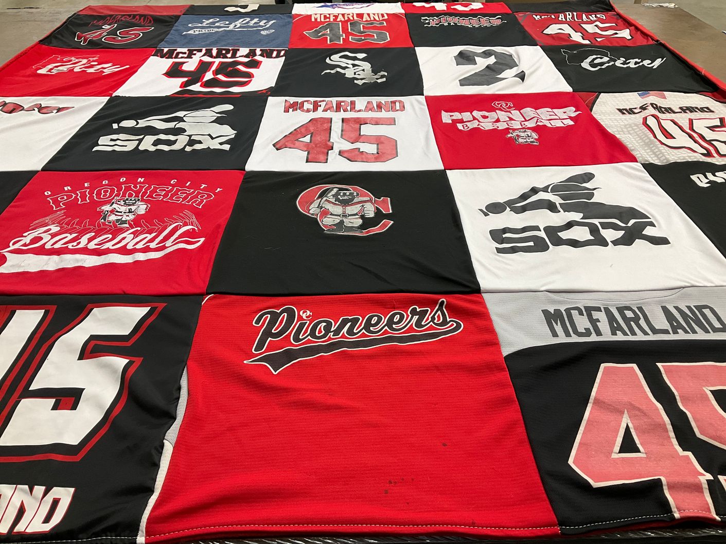T-shirt quilt featuring mc farland high school, oregon city pioneers by Heather from OR