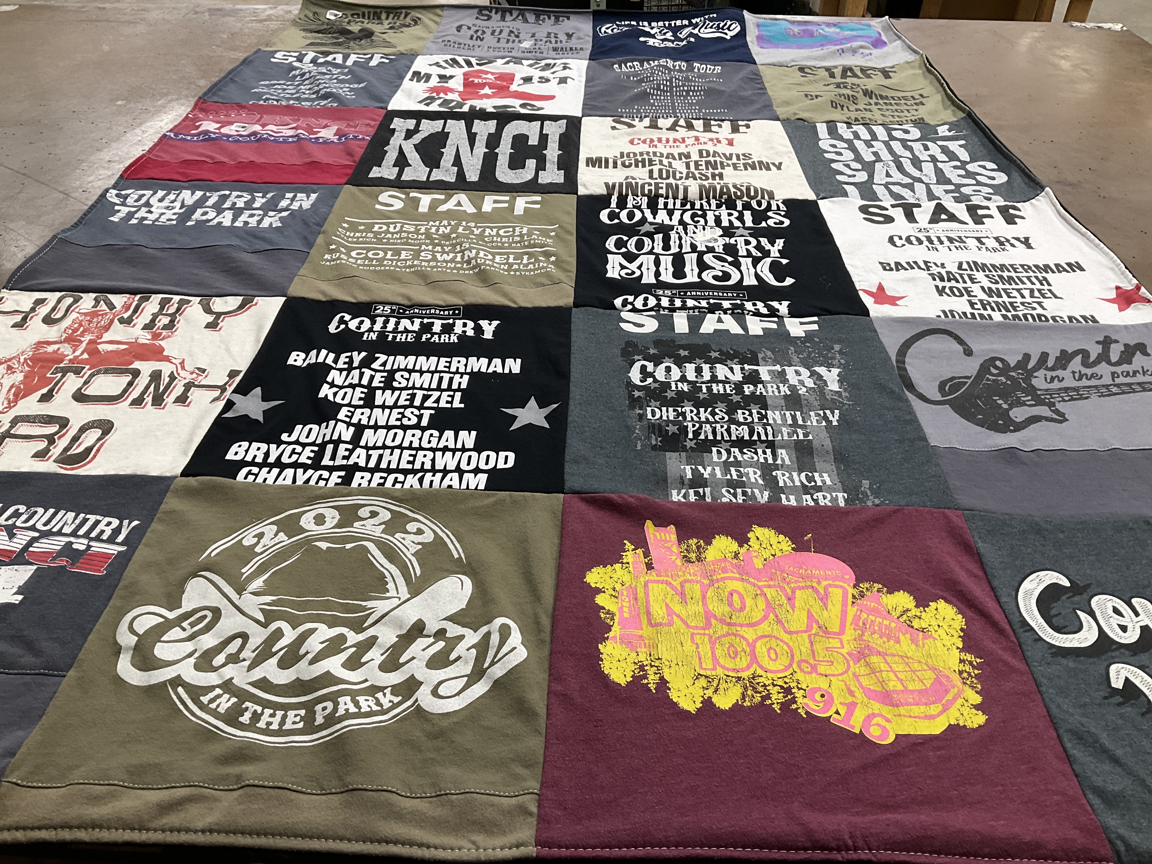 T-shirt quilt with country music, live events themes by Patricia from CA