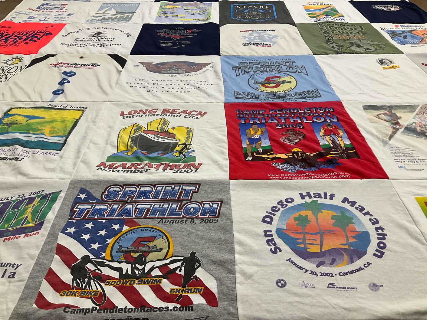 T-shirt quilt with running, triathlon themes by mark from CA