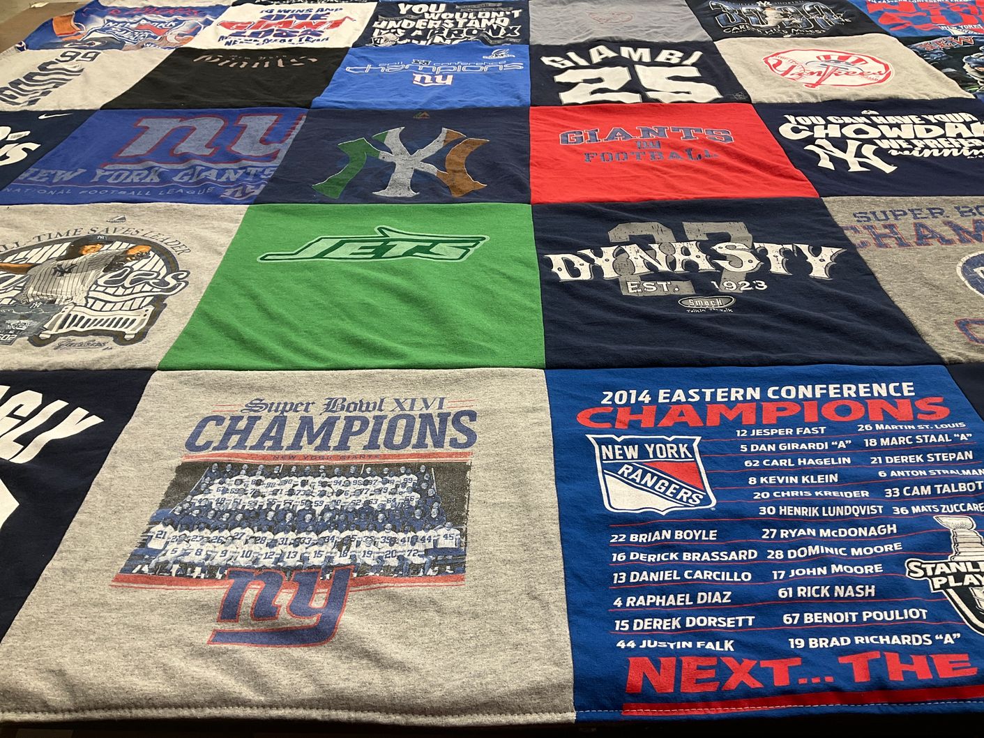 T-shirt quilt featuring new york giants, new york jets by Patricia from PA