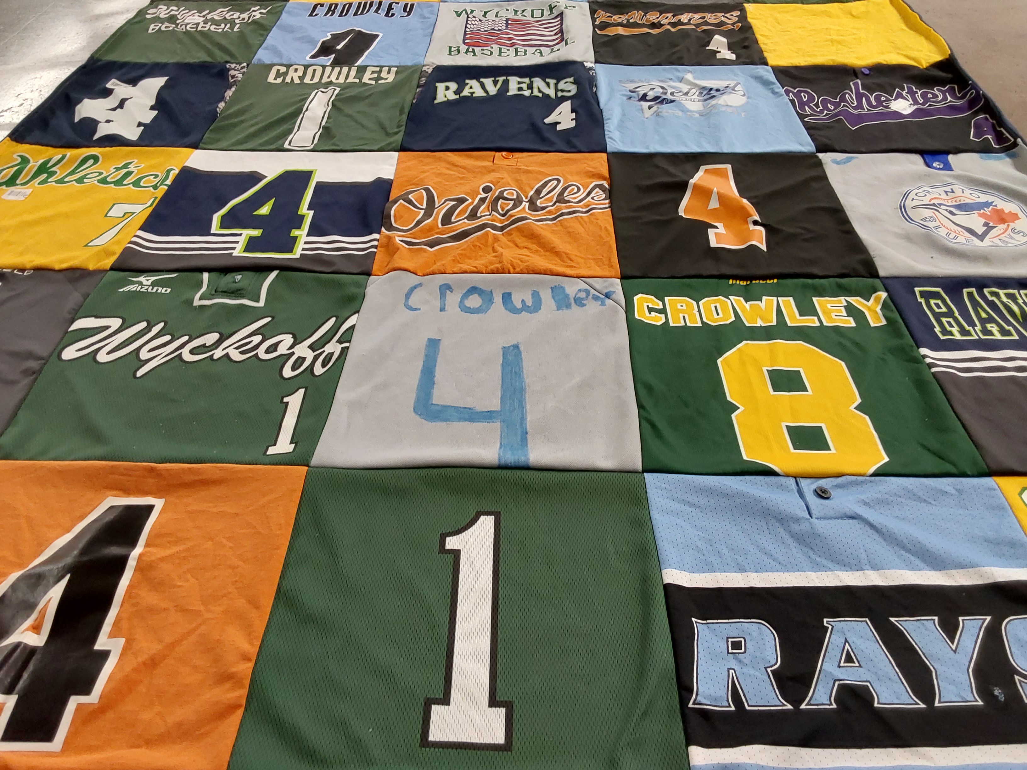 T-shirt quilt featuring wykoff baseball, crowley ravens by Angela from MI