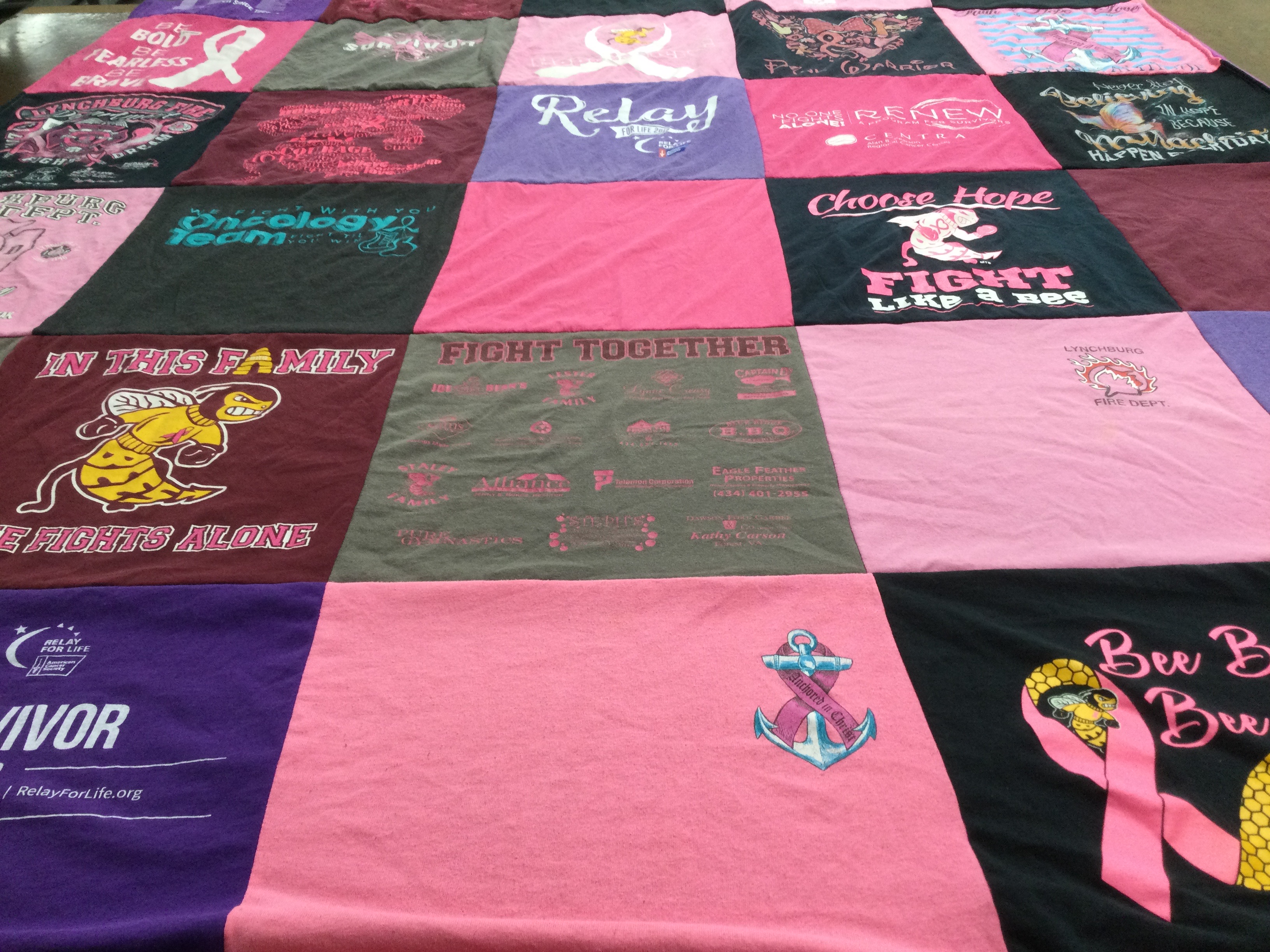 T-shirt quilt from lynchburg college by Wanda from VA