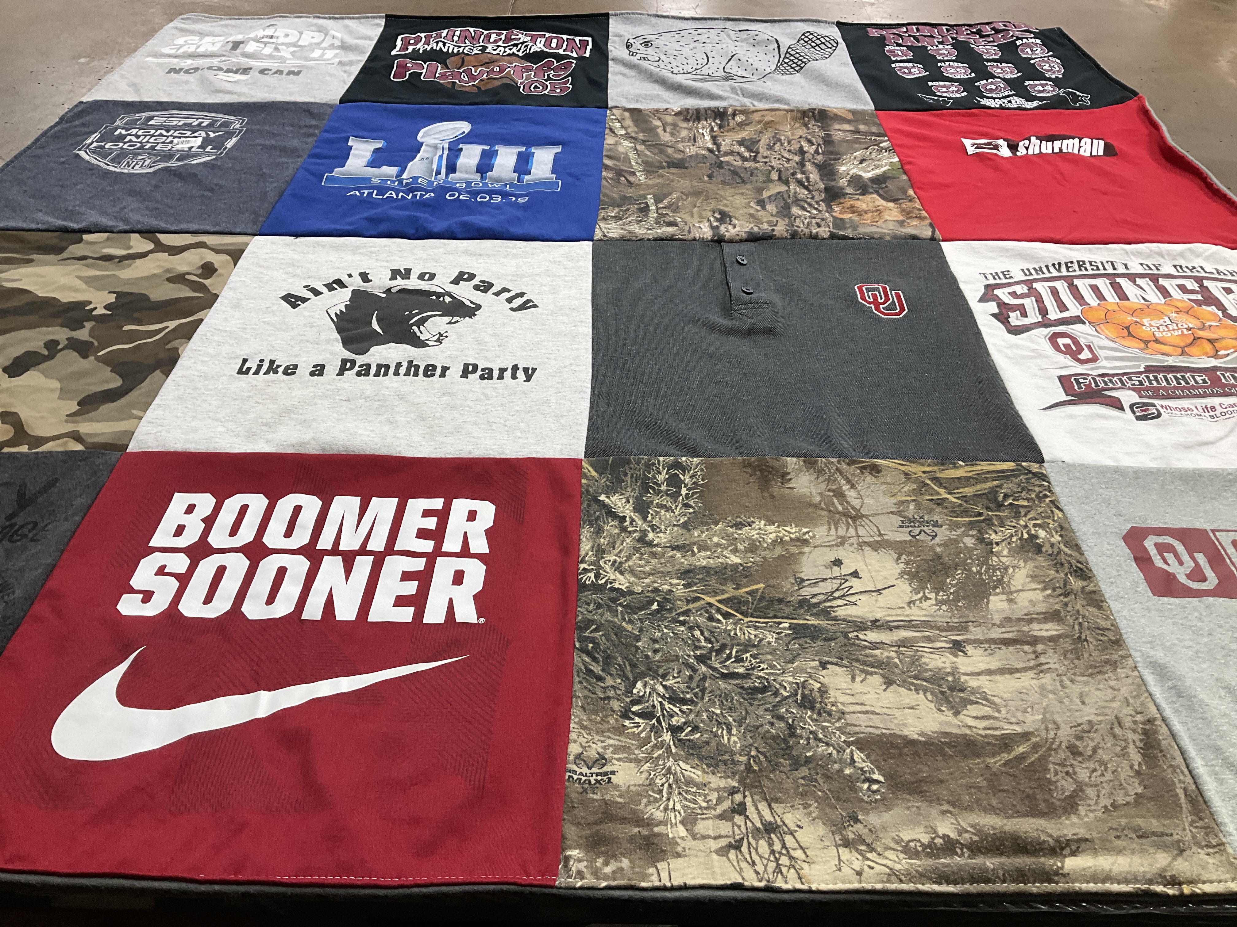 T-shirt quilt featuring oklahoma sooner football by Tina from TX