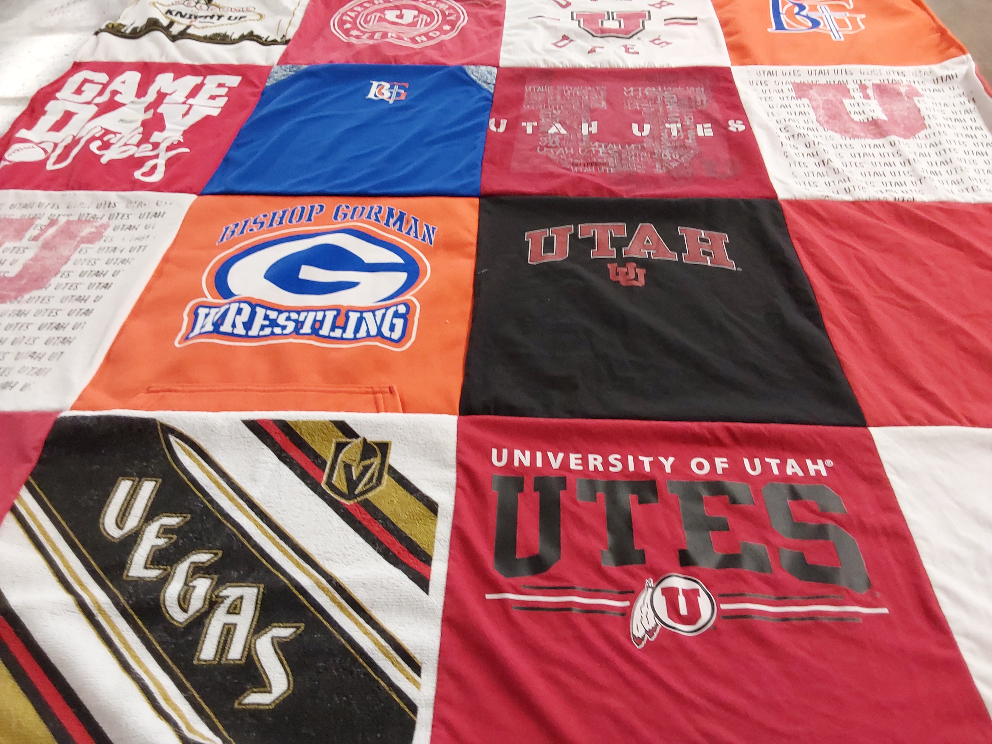 T-shirt quilt from bishop gorman high school, university of utah by Jennifer from NV