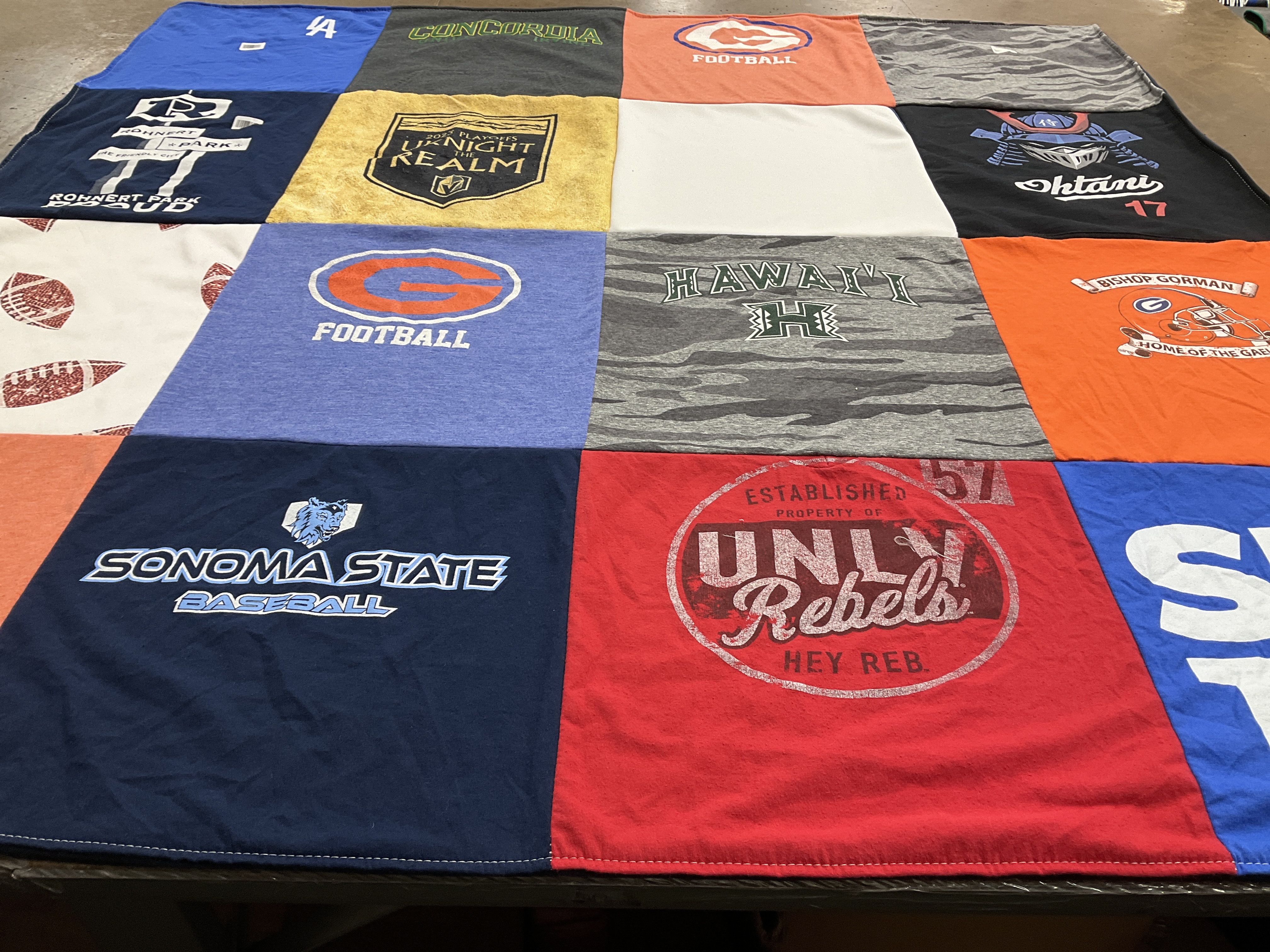 T-shirt quilt featuring sonoma state university baseball, bishop gorman high school football by Jennifer from NV