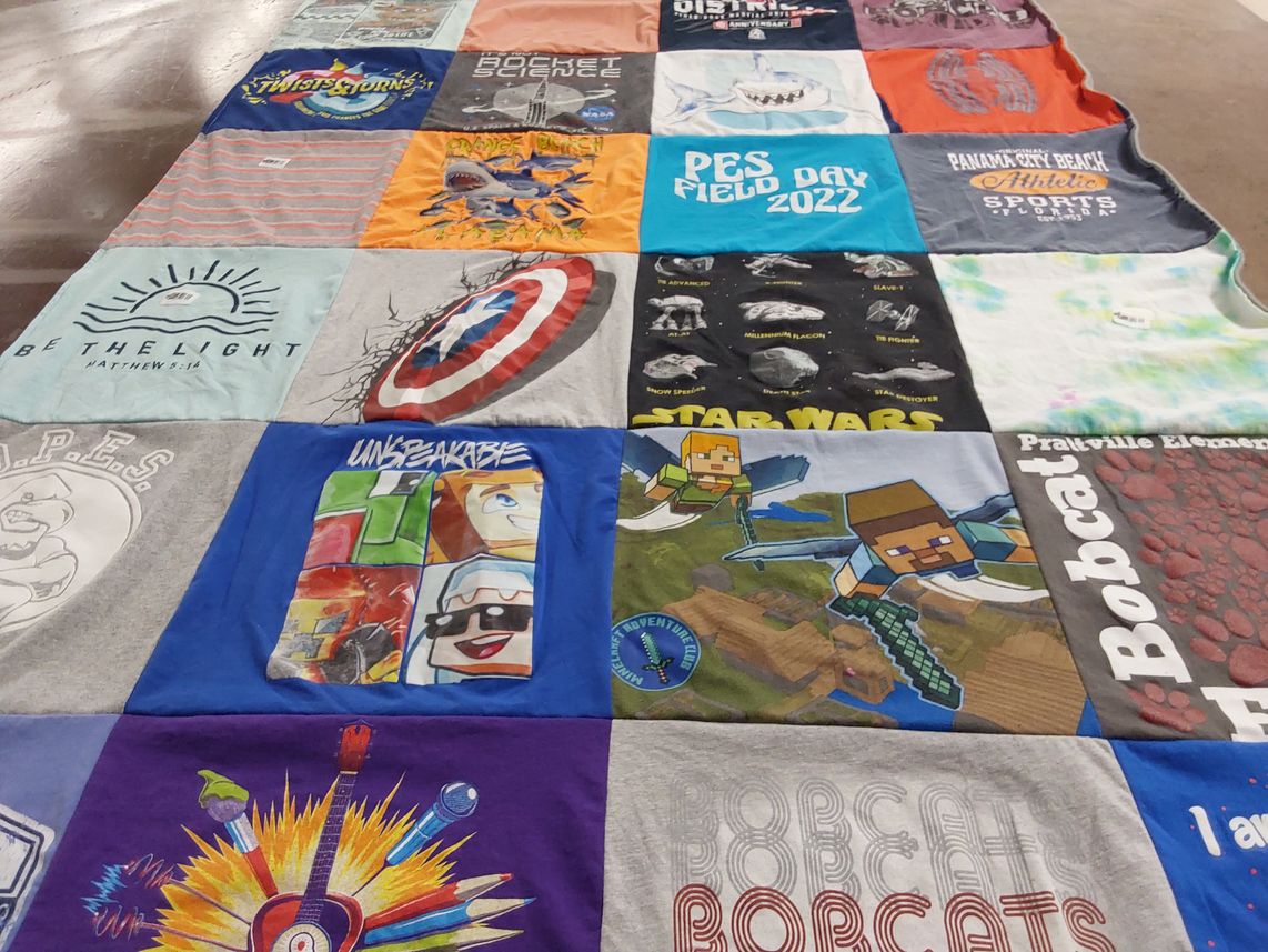 T-shirt quilt featuring prattville bobcats by Connie from AL