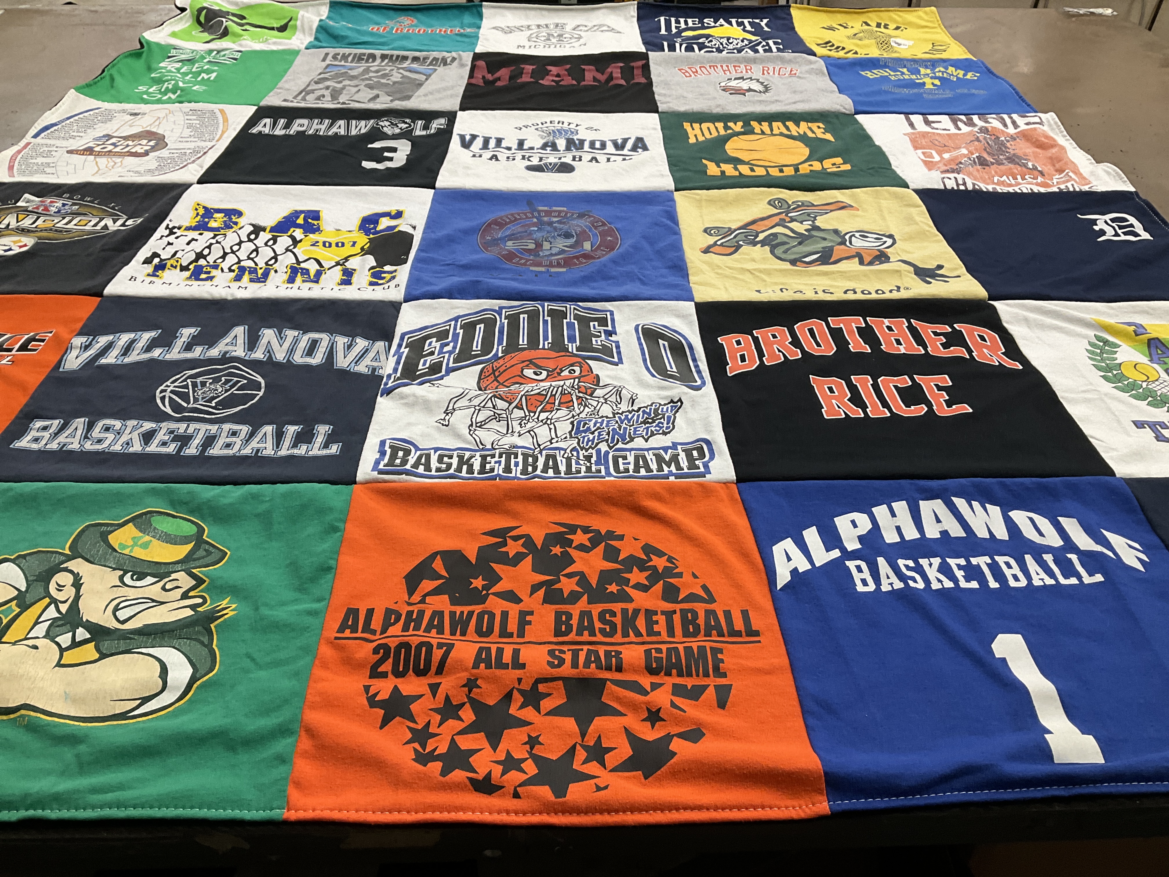 T-shirt quilt featuring brother rice basketball team, villanova basketball team by Megan from MI
