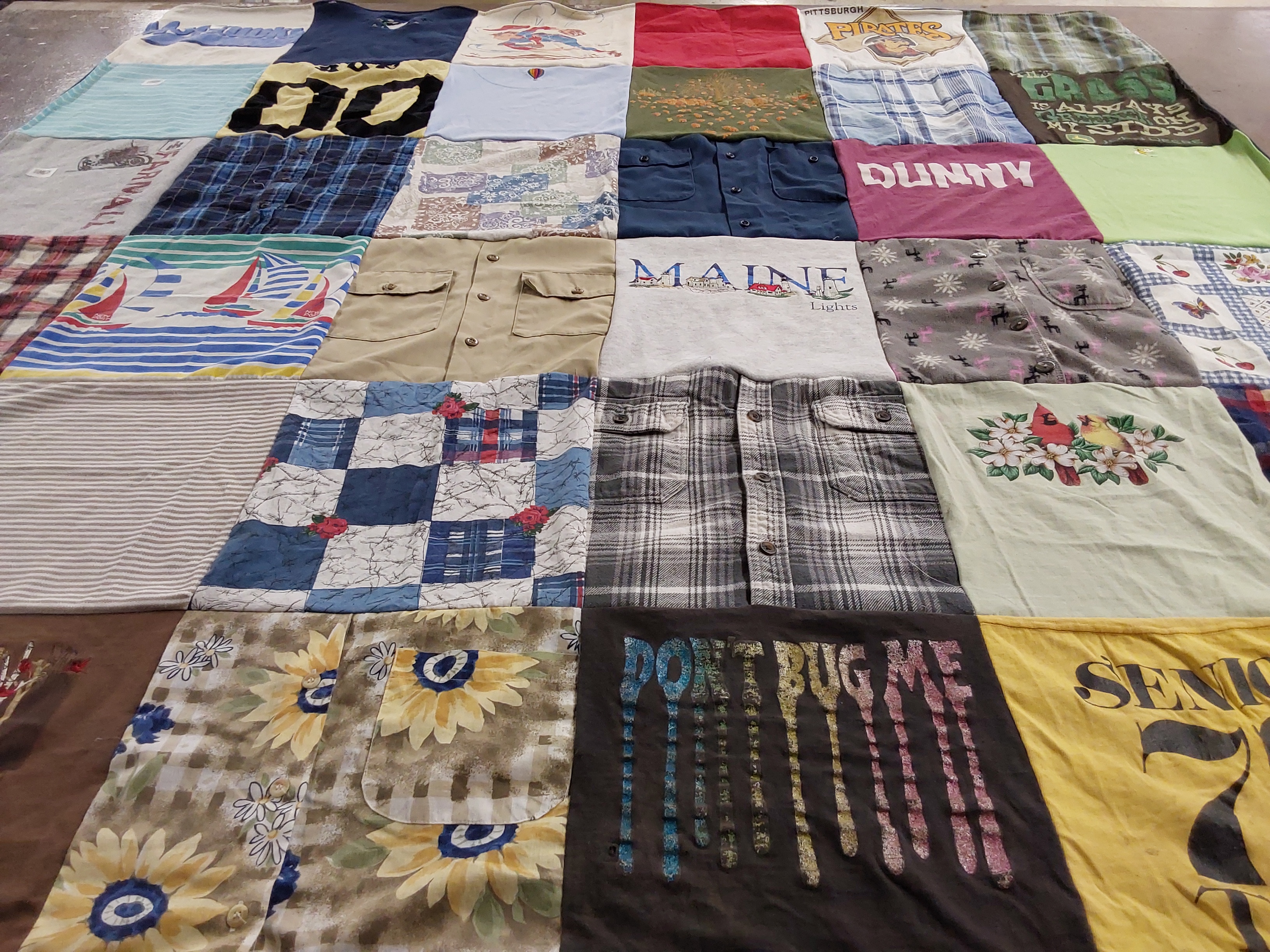 T-shirt quilt with quilting, crafts themes by Sharon from PA