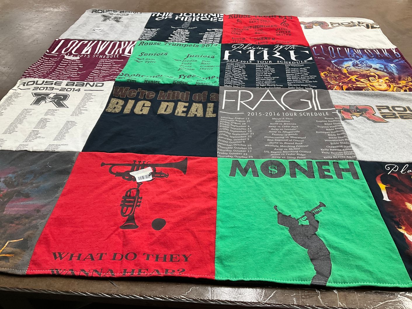 T-shirt quilt from rouse high school by Carrie from TX