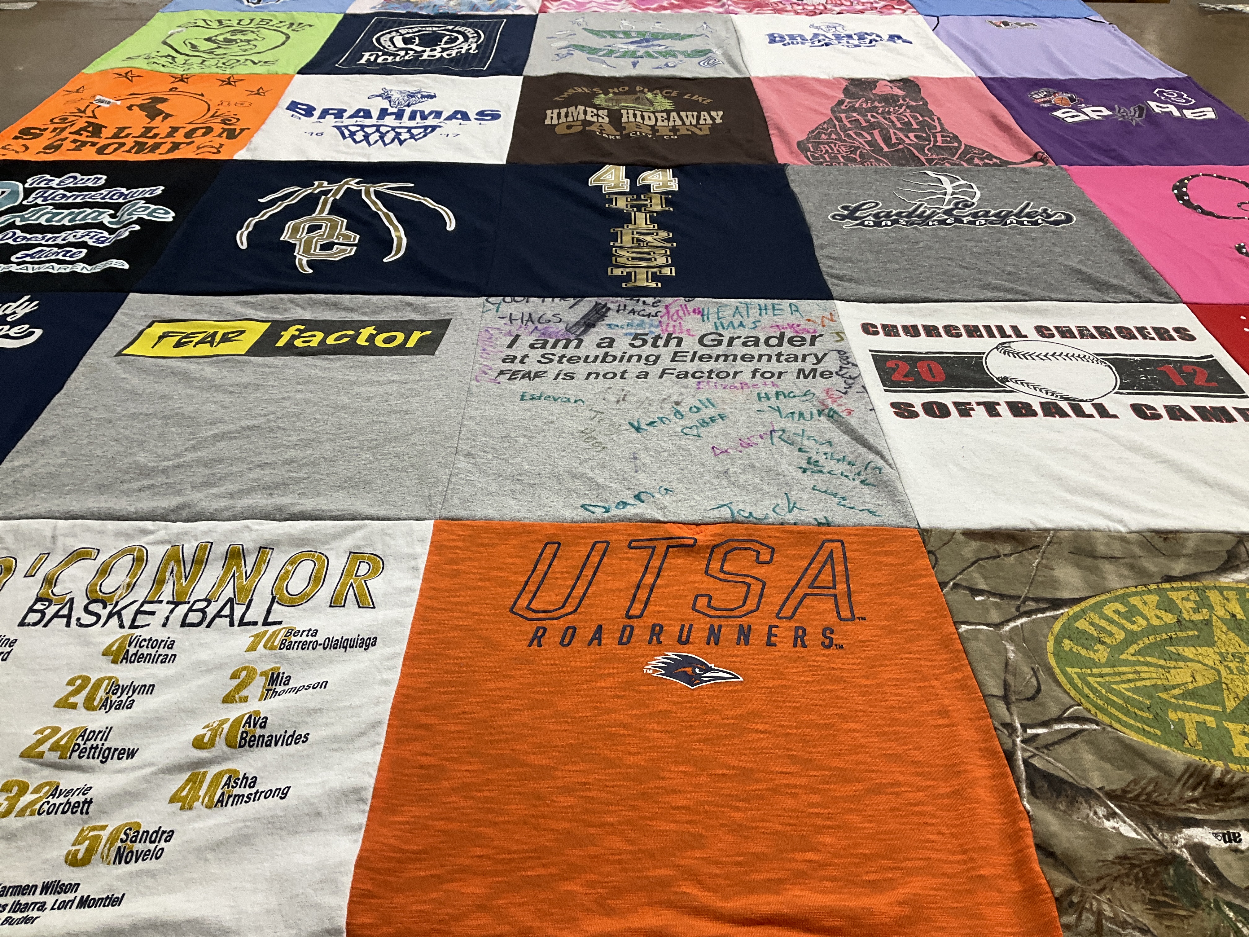 T-shirt quilt featuring o'connor high school basketball, churchill high school softball by Deborah from TX