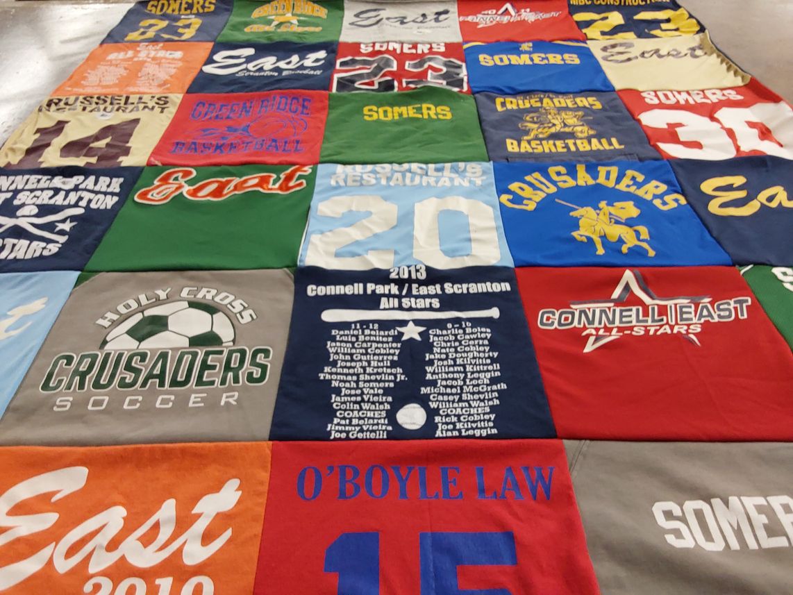 T-shirt quilt featuring holy cross crusaders soccer, connell park all stars by Rich from PA