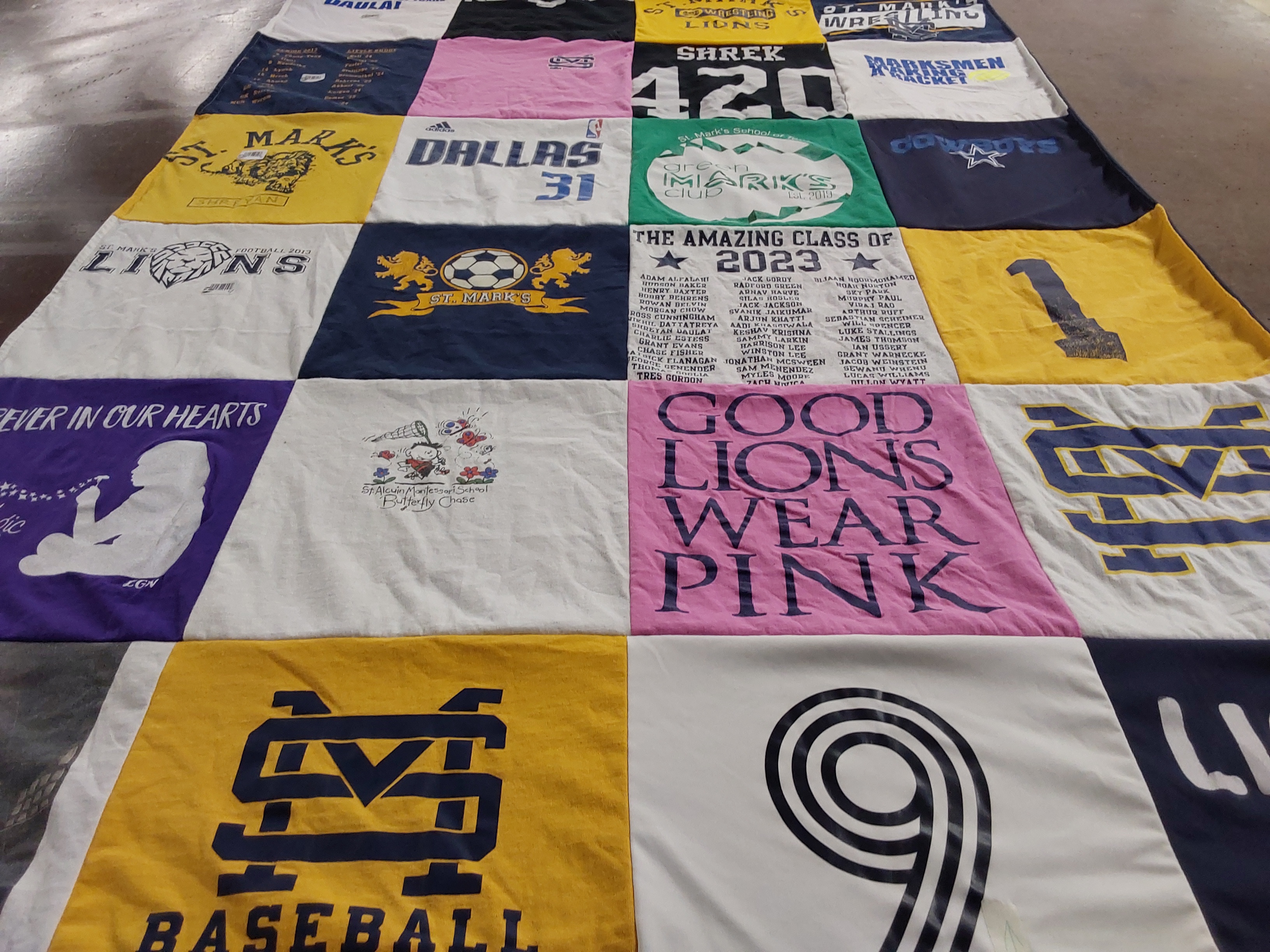 T-shirt quilt from st. mark's school by Malisha from TX