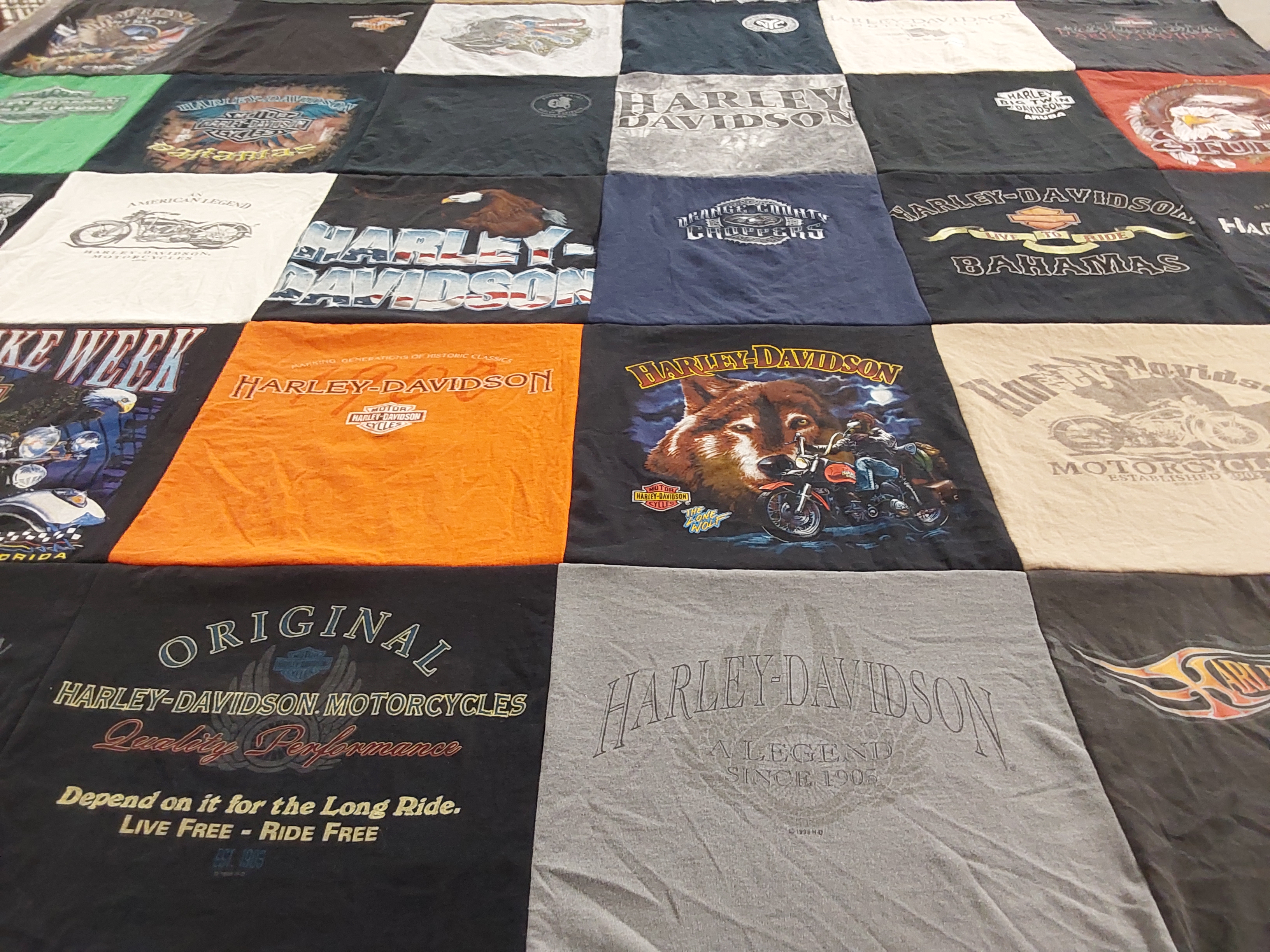 T-shirt quilt with motorcycles, biking themes by MICHELE from NY