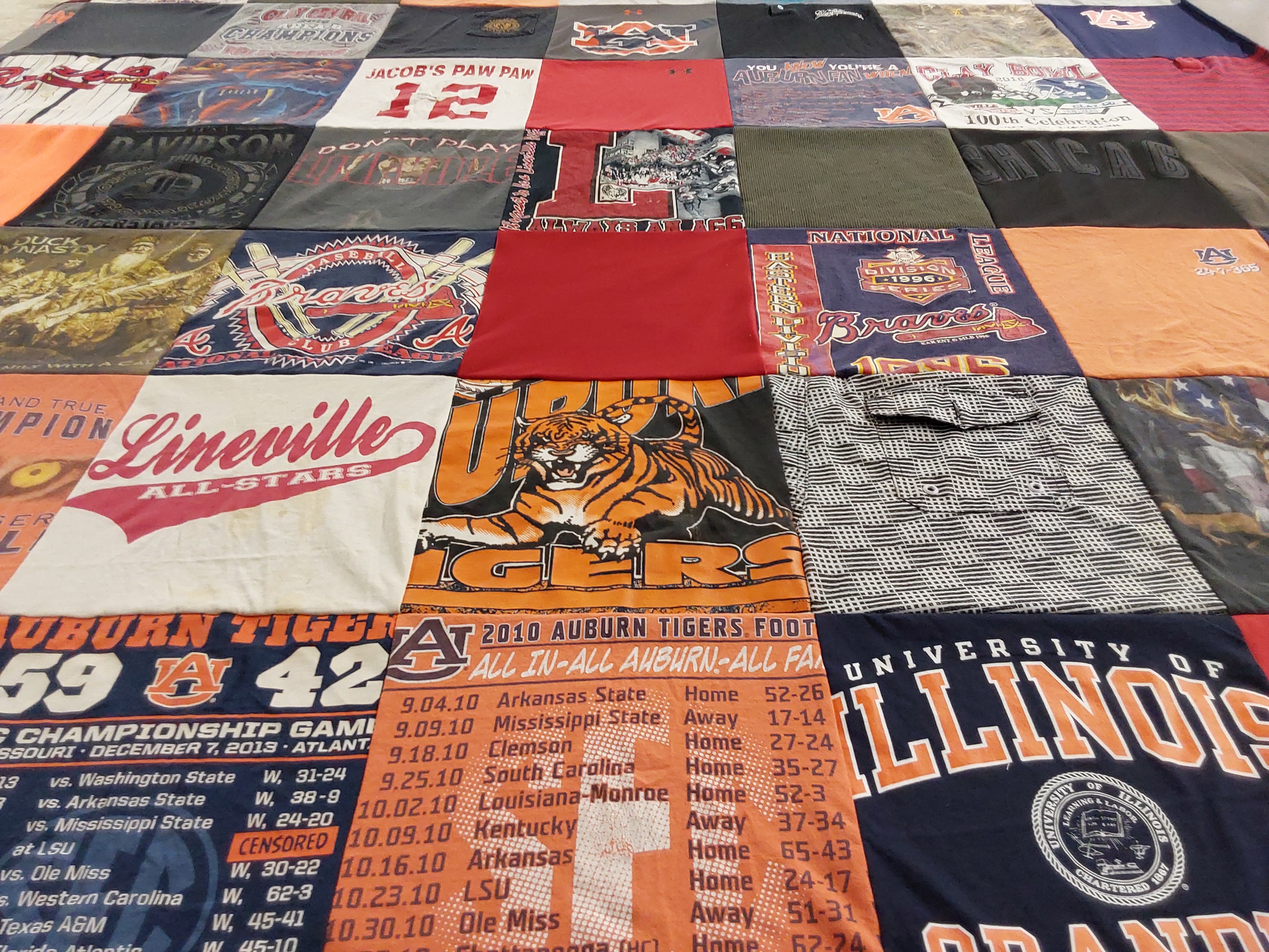 T-shirt quilt featuring auburn tigers by Jo from IL
