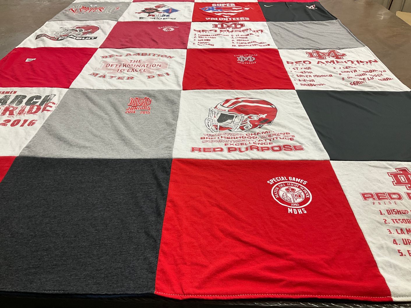 T-shirt quilt from mater dei high school by Lisa from CA