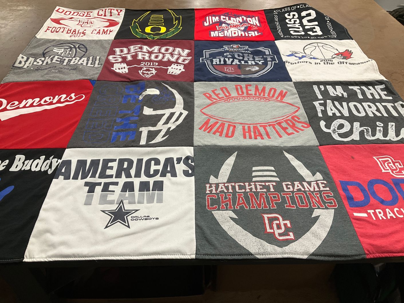 T-shirt quilt featuring dodge city high school football team by Michelle from KS