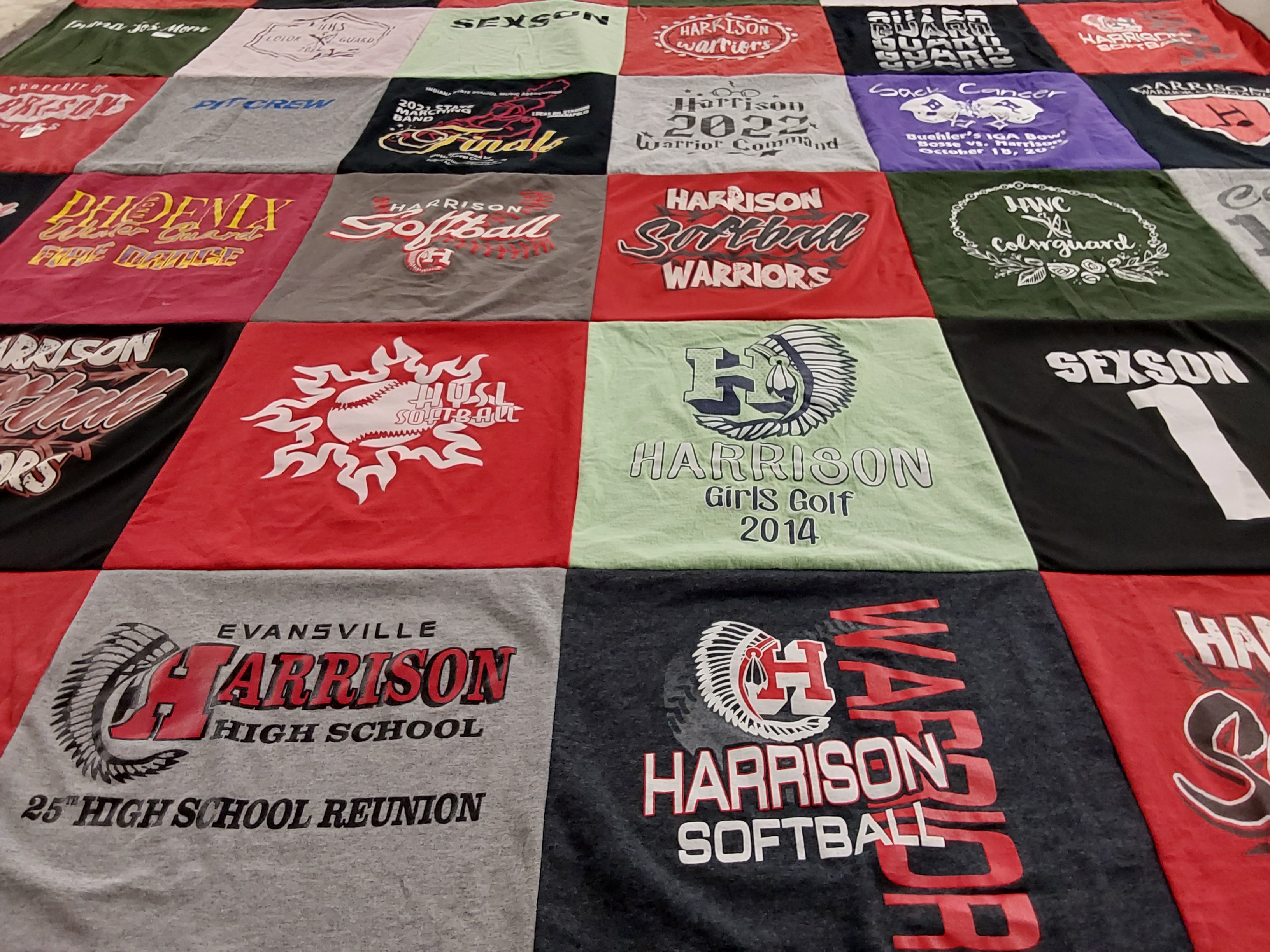 T-shirt quilt featuring harrison warriors, harrison softball by Ariel from IL
