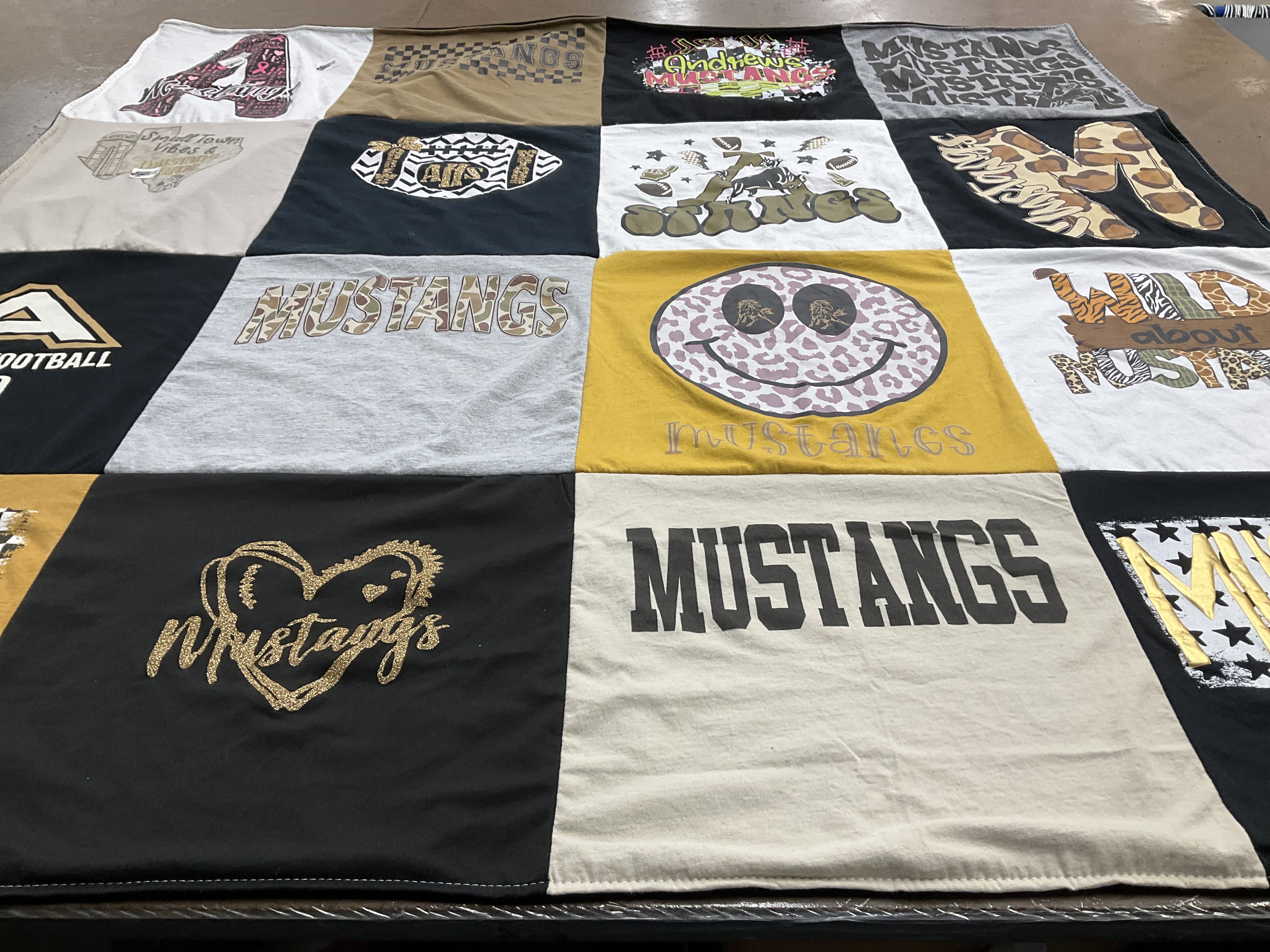 T-shirt quilt featuring mustangs by Vickie from AL
