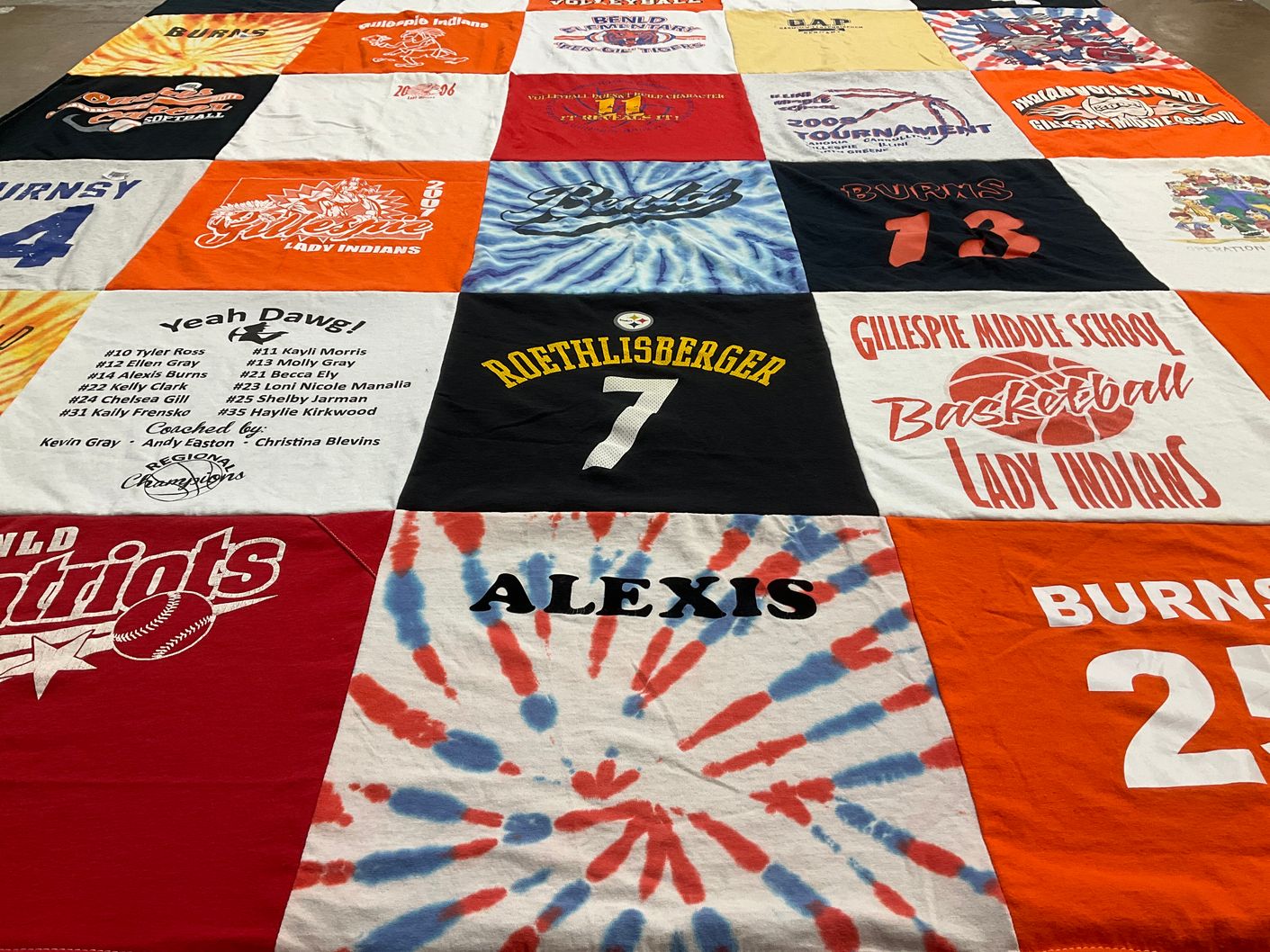 T-shirt quilt from gillespie middle school by Kim from IL