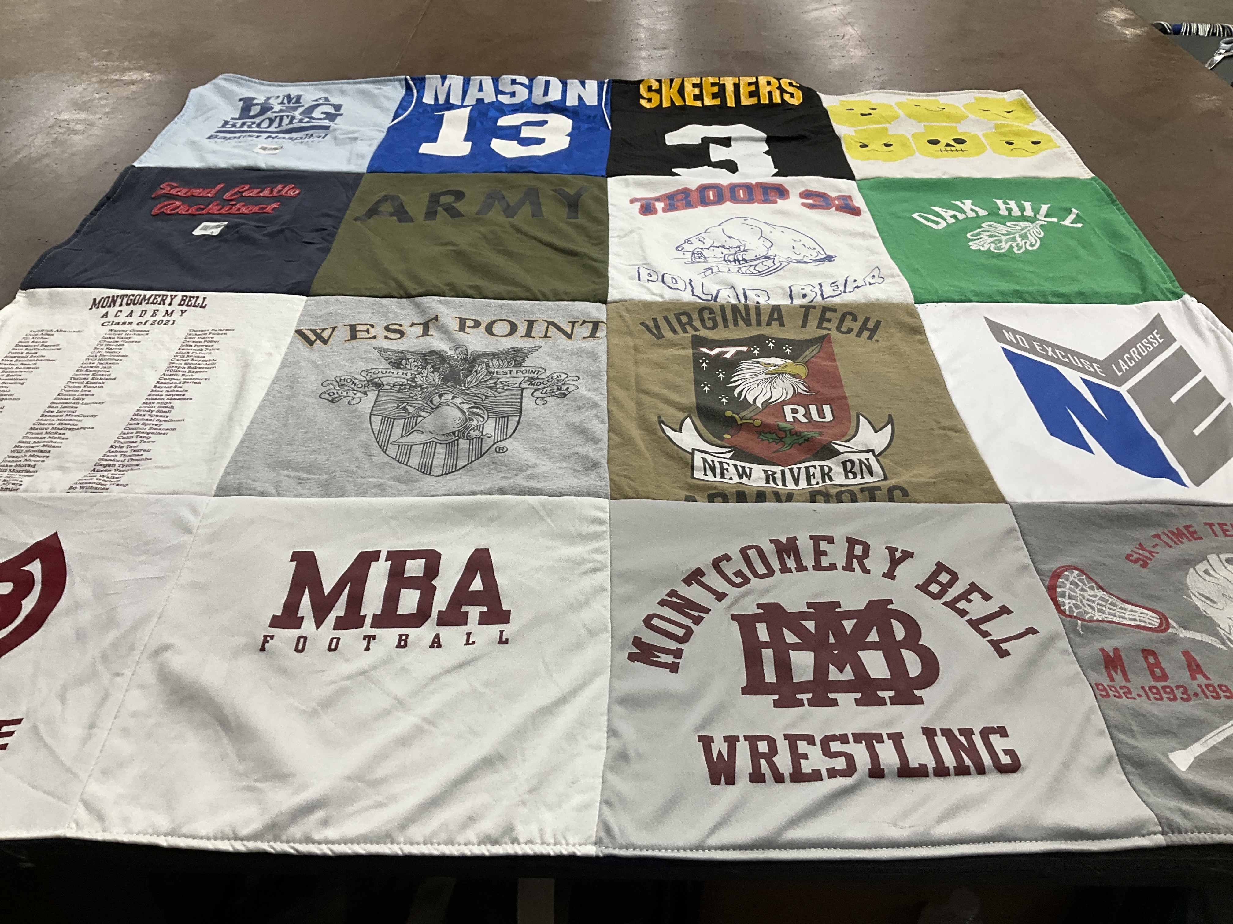 T-shirt quilt featuring montgomery bell academy wrestling, montgomery bell academy football by Kristi from TN